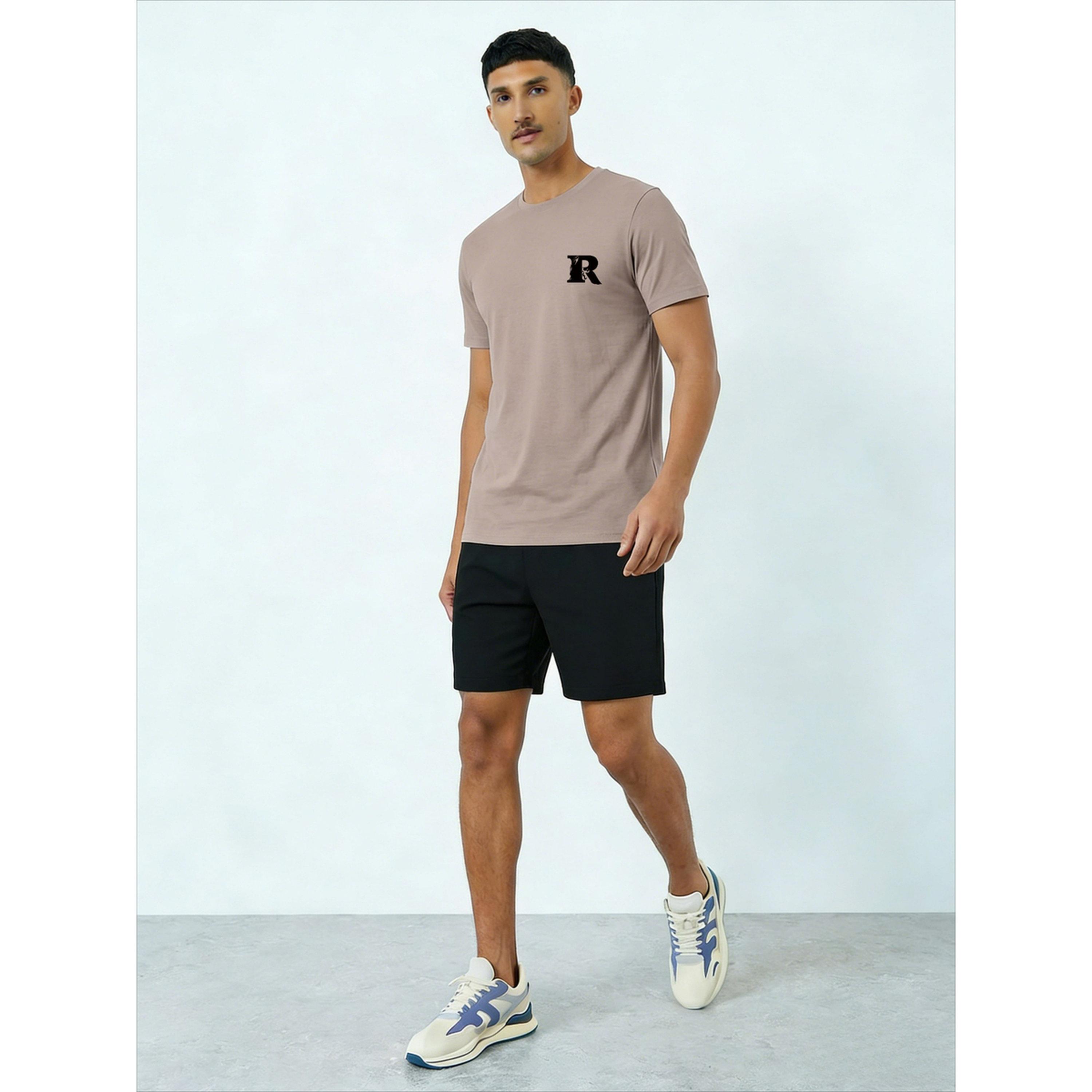 Take Two Men Letter Print Round Neck T-Shirt and Shorts Co-Ords-men-clothing-coordsets-image-1