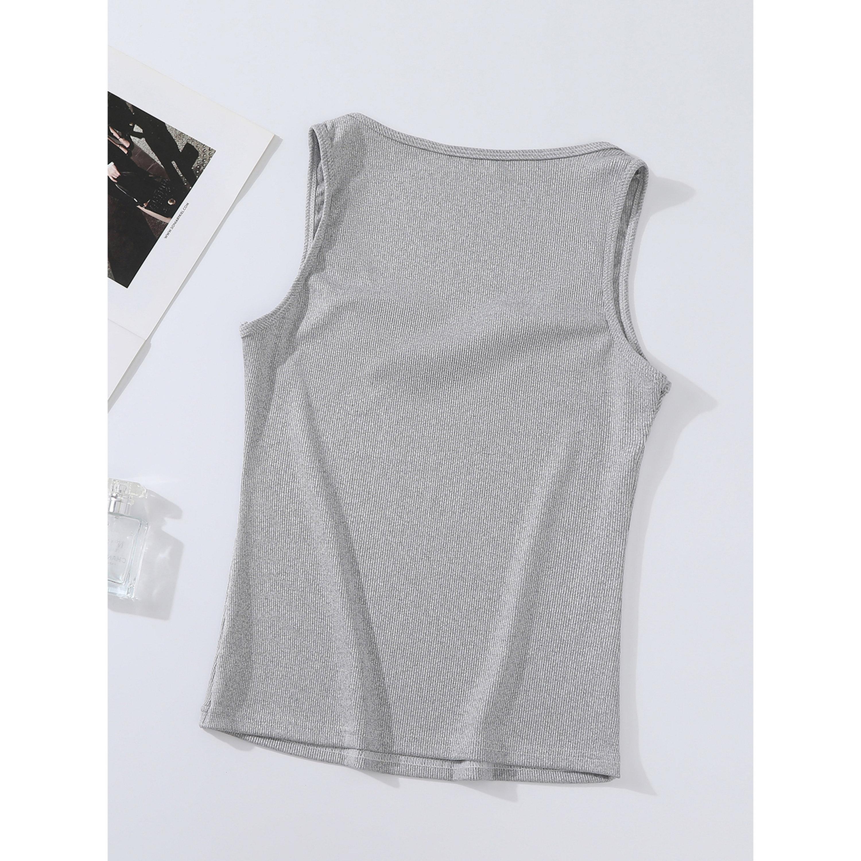 Take Two Grey Solid Notch Neck Tank Top-women-clothing-shirtsandblouses-blouses-image-3