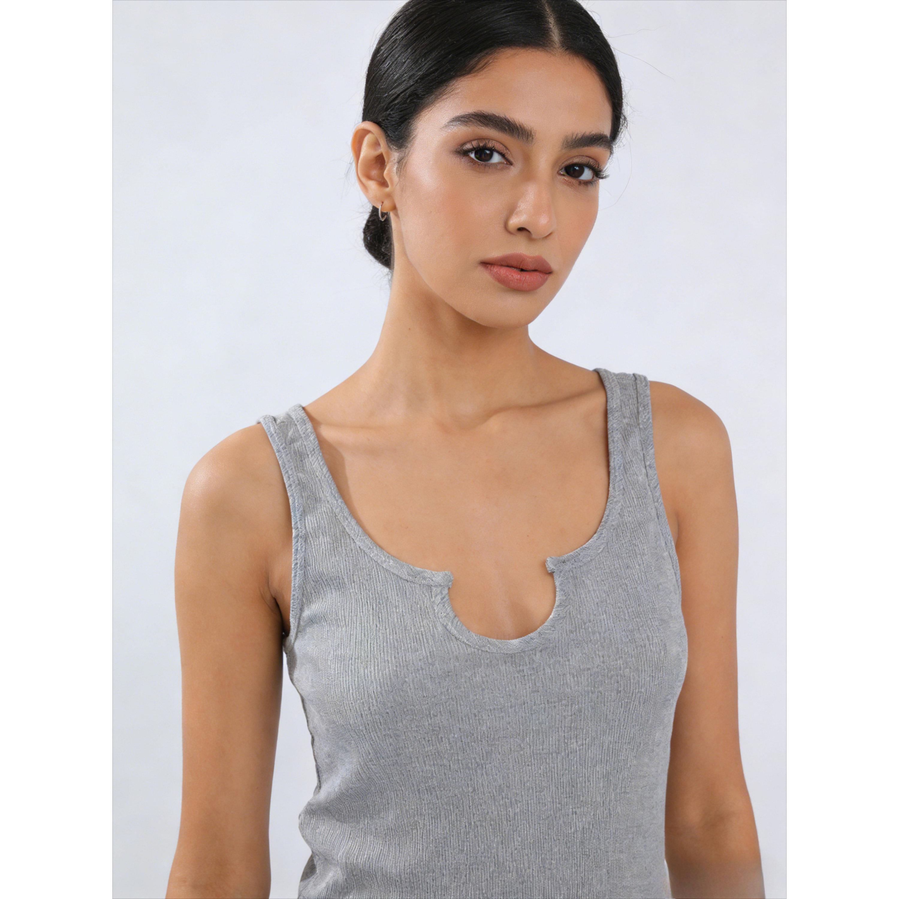 Take Two Grey Solid Notch Neck Tank Top-women-clothing-shirtsandblouses-blouses-image-5