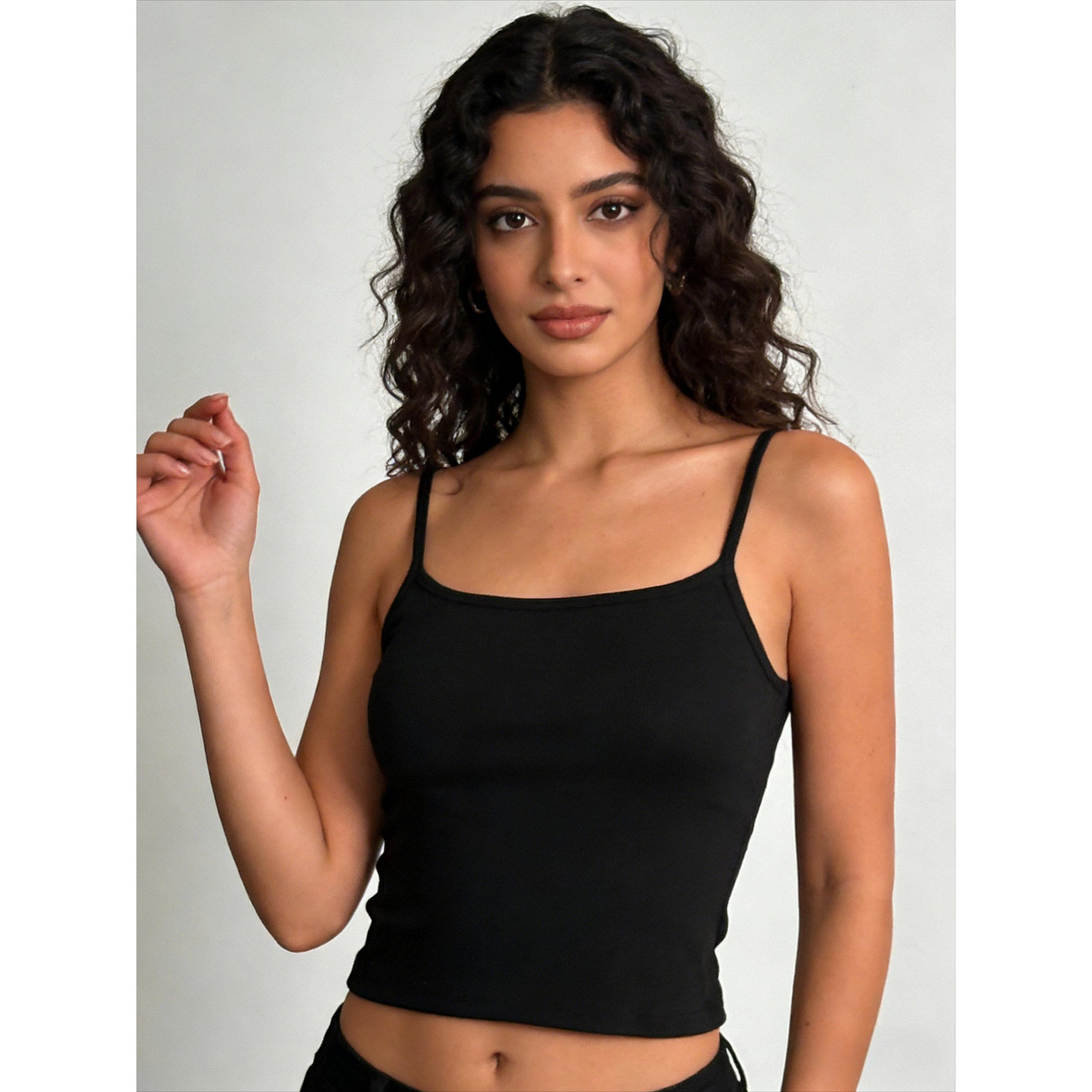 Take Two Black Solid Padded Cami Top-women-clothing-shirtsandblouses-blouses-image-1