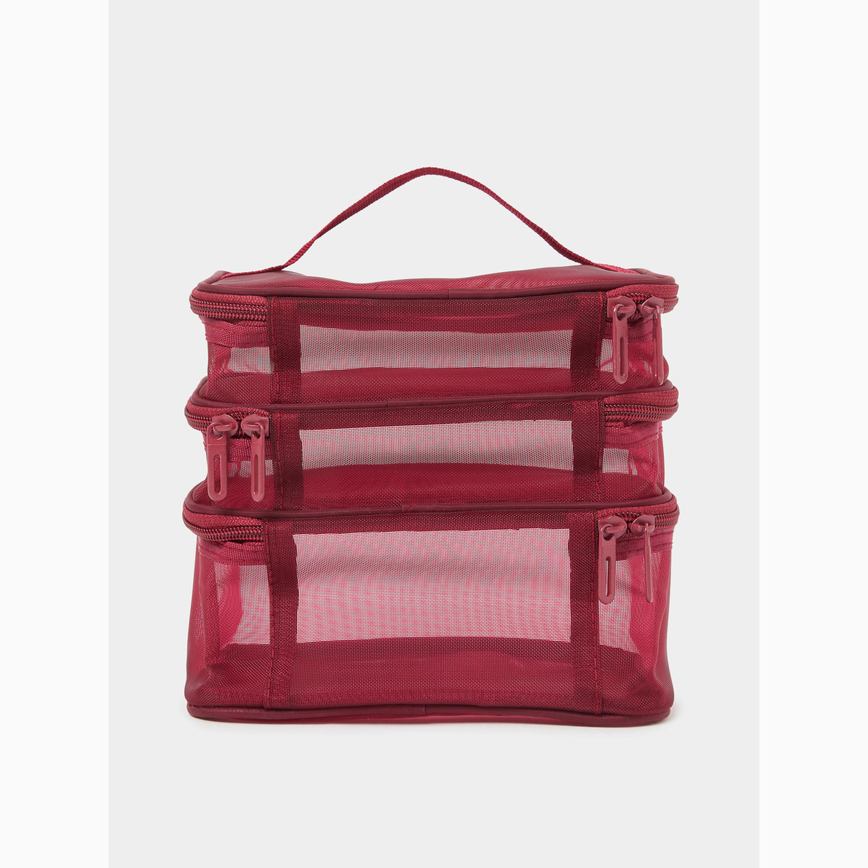 Styli Red Mesh Wash Bag Organizer-women-bagsandwallets-handbags-image-2