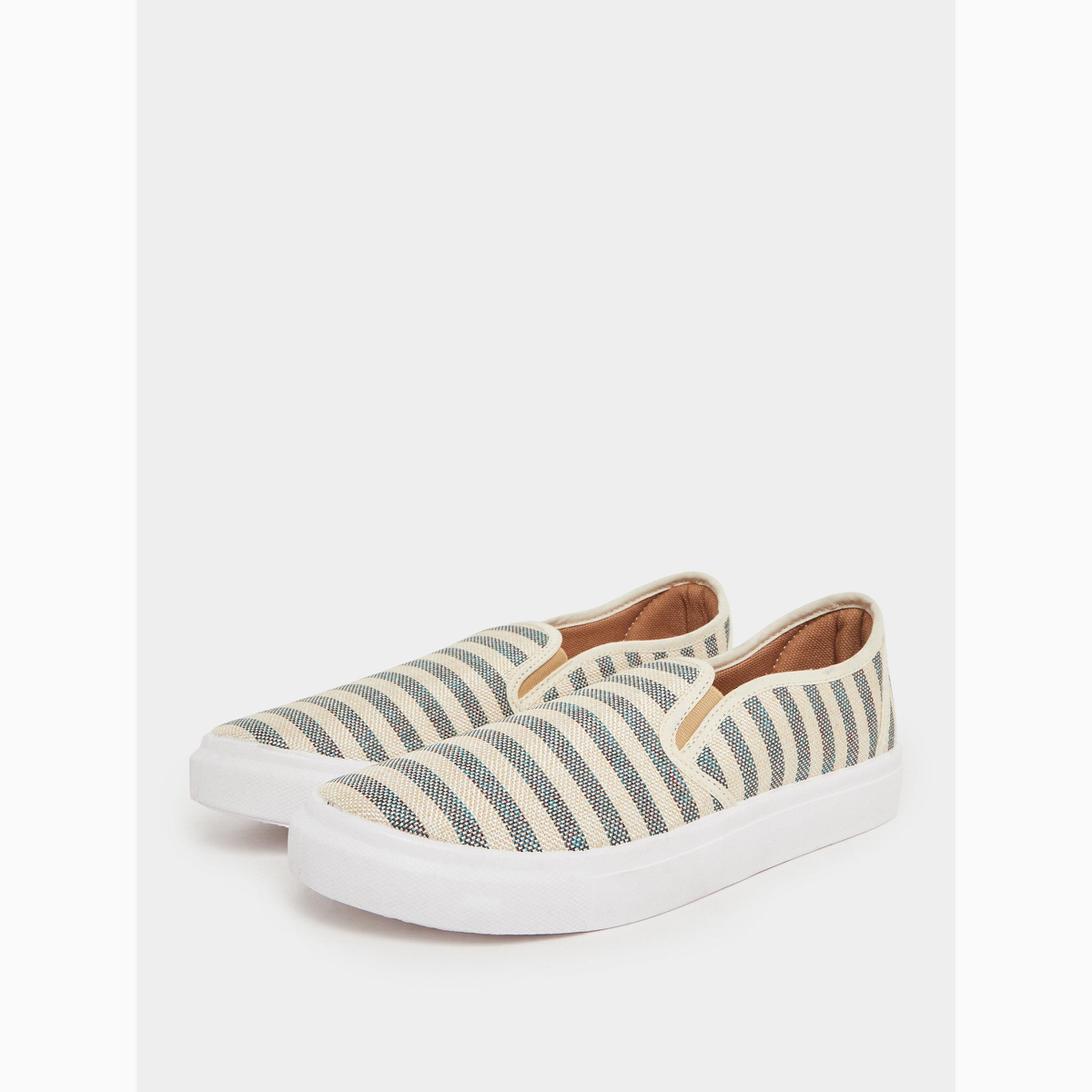 Styli Men Striped Canvas Slip-On Sneakers-men-shoes-sneakers-image-1