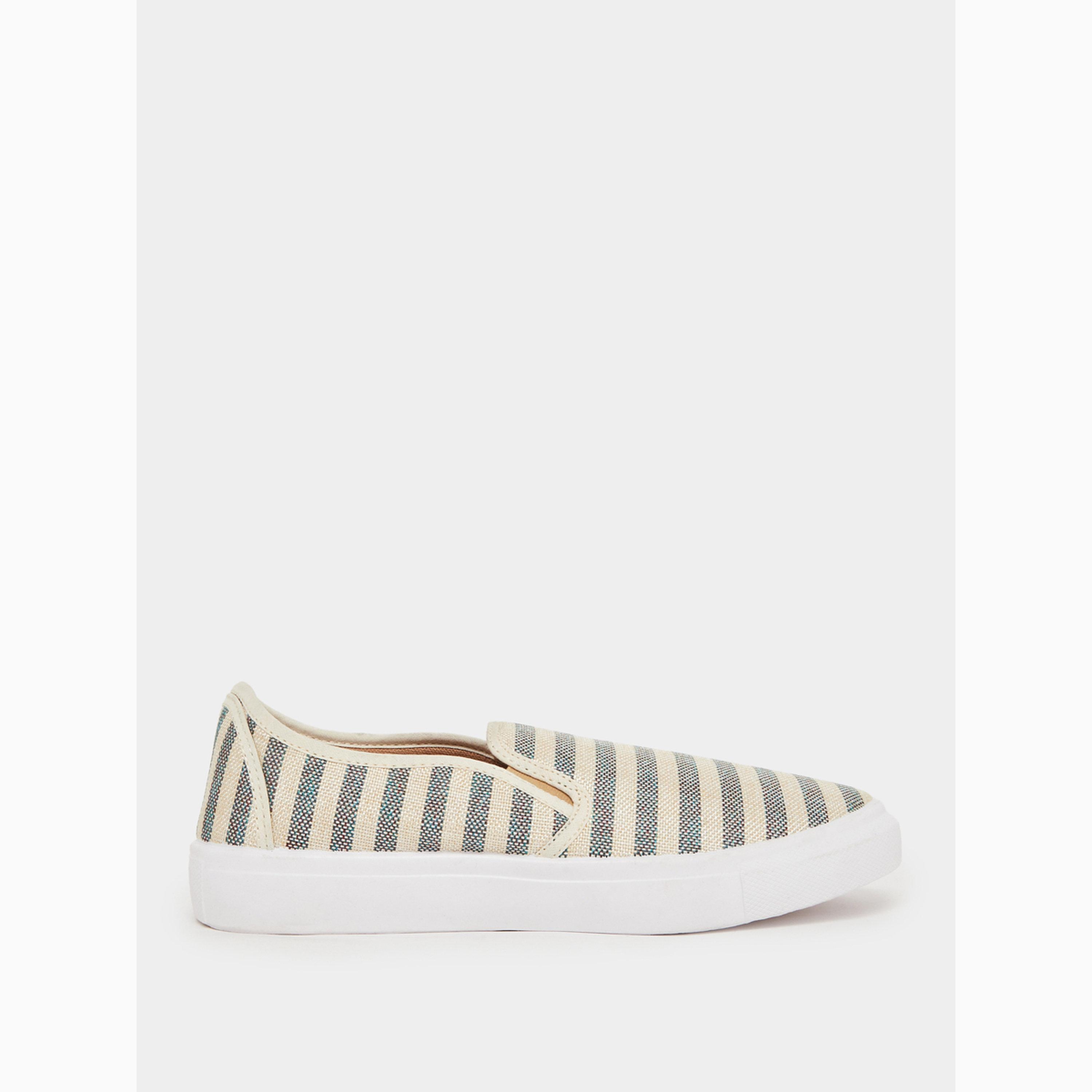Styli Men Striped Canvas Slip-On Sneakers-men-shoes-sneakers-image-2