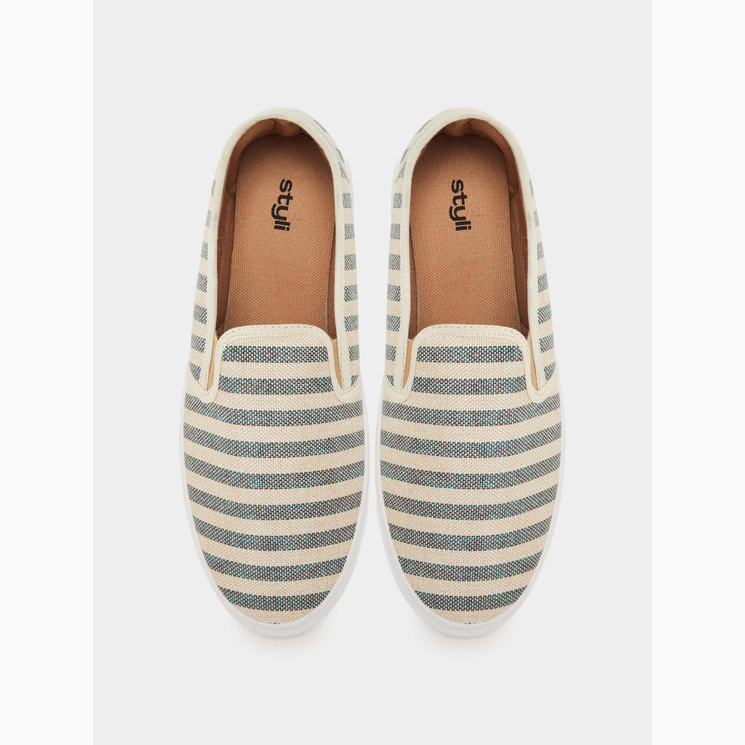 Styli Men Striped Canvas Slip-On Sneakers-men-shoes-sneakers-image-3