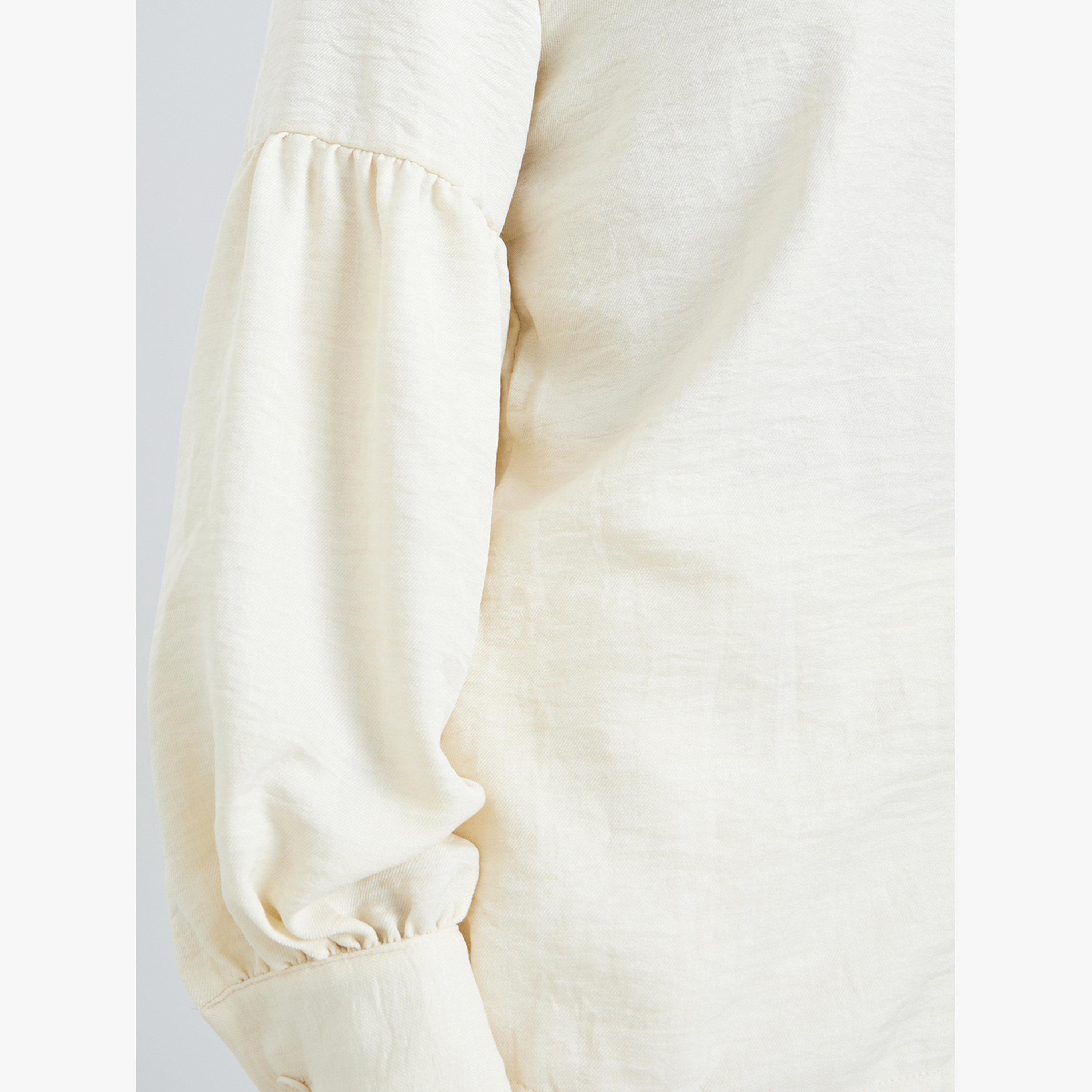Styli Cream Lantern Sleeve Solid Shirt-women-clothing-shirtsandblouses-blouses-image-5