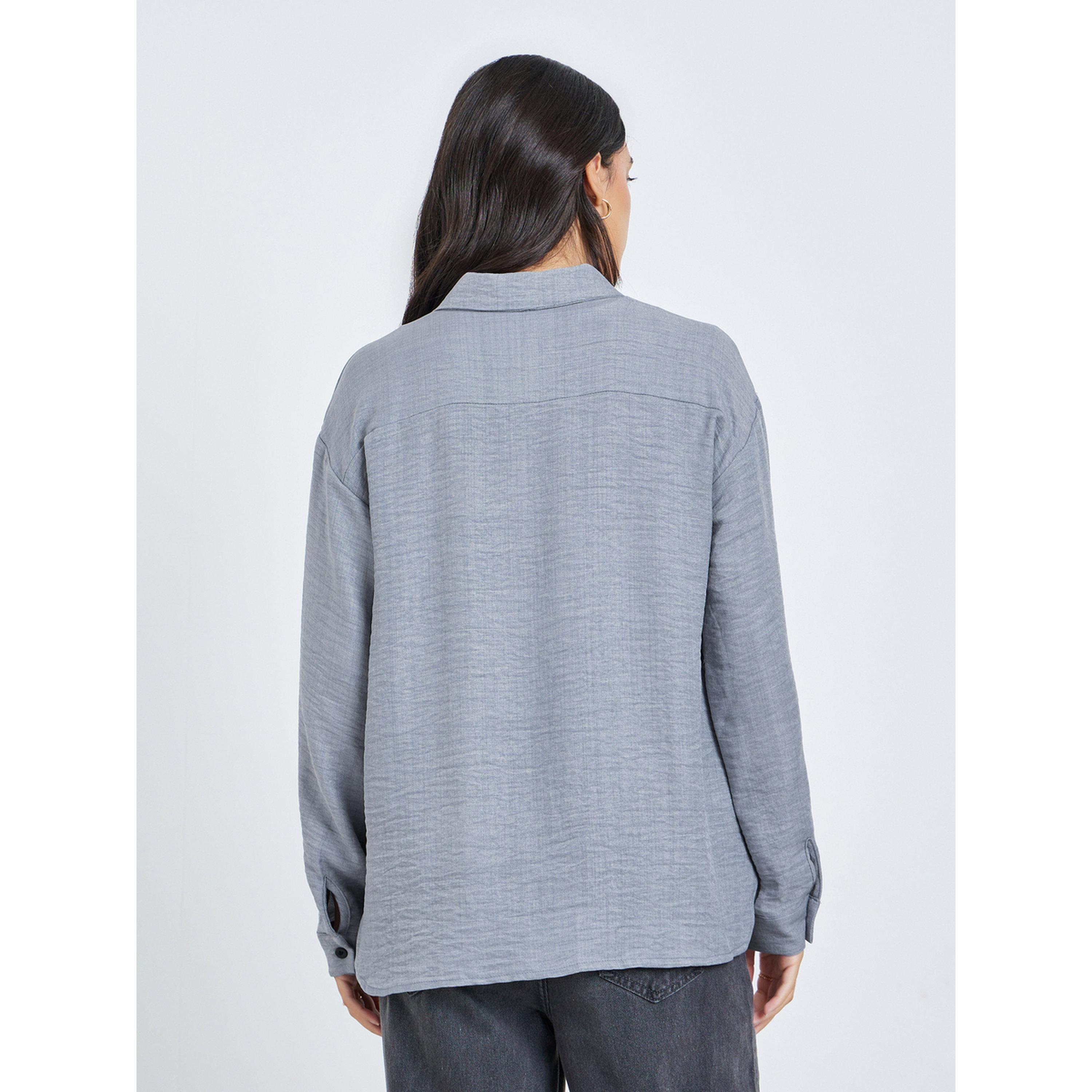 Styli Grey Relaxed Fit Long Sleeve Shirt-women-clothing-shirtsandblouses-shirts-image-4