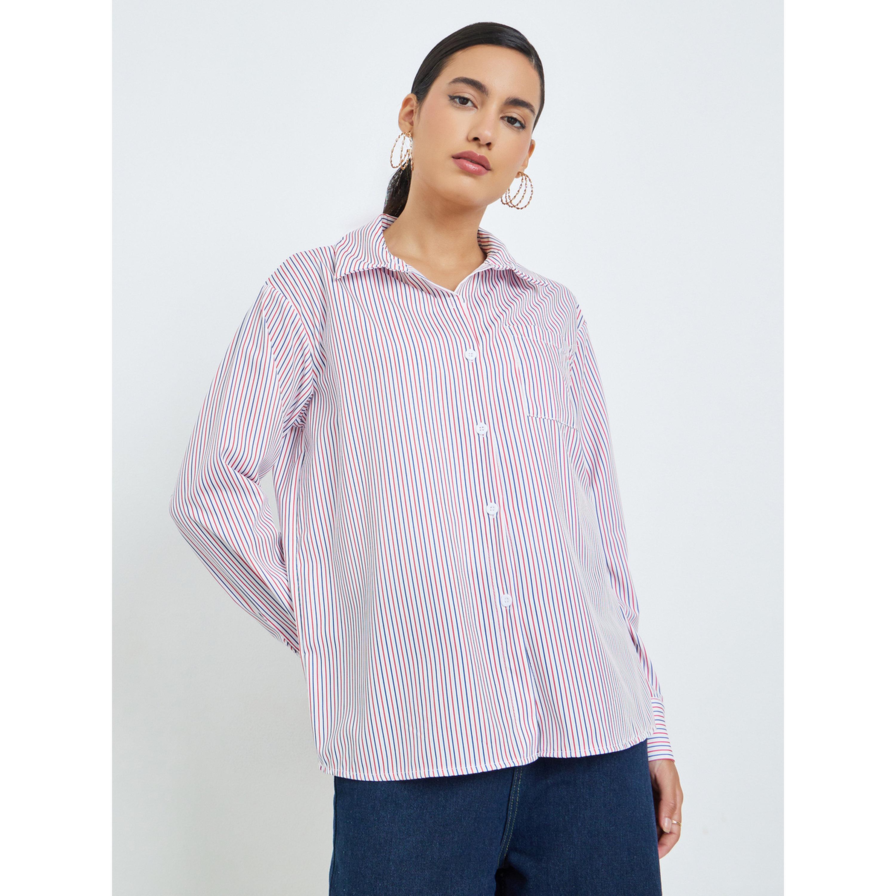 Styli Striped Long Sleeve Regular Shirt-women-clothing-shirtsandblouses-shirts-image-1