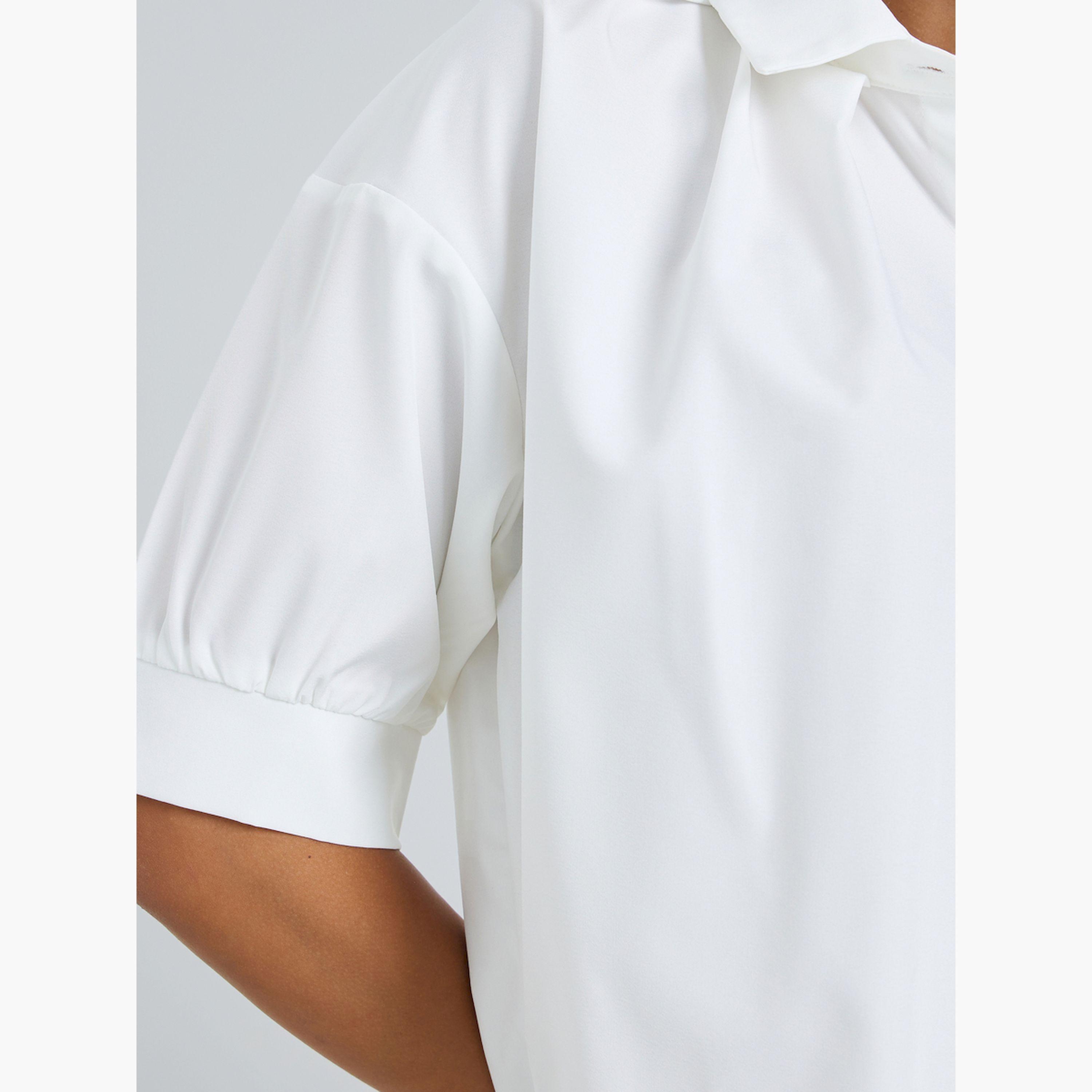 Styli White Ruffled Puff Sleeve Shirt-women-clothing-shirtsandblouses-shirts-image-5