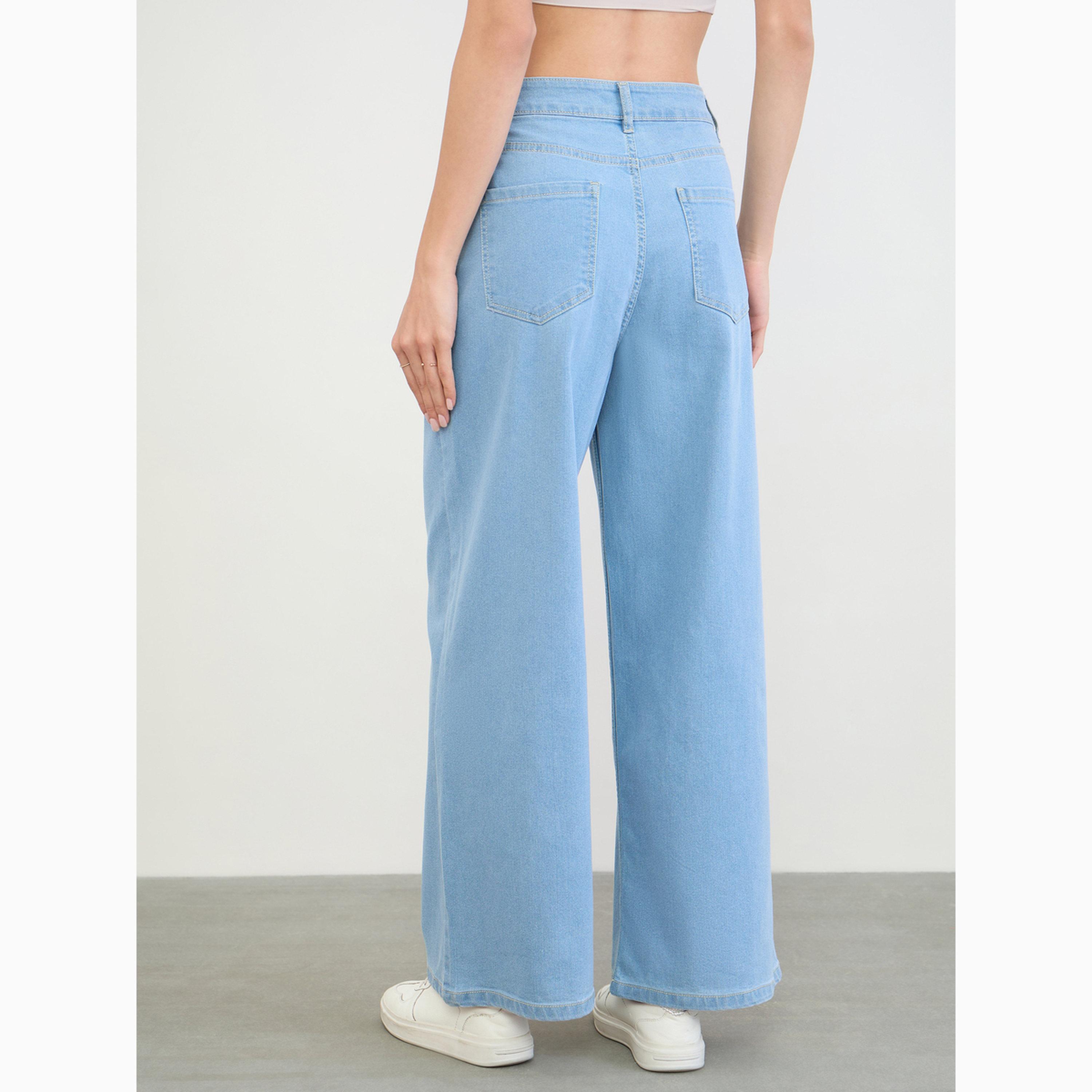 بنطال جينز أساسي بأرجل واسعة للنساء-women-clothing-bottoms-jeans-image-4