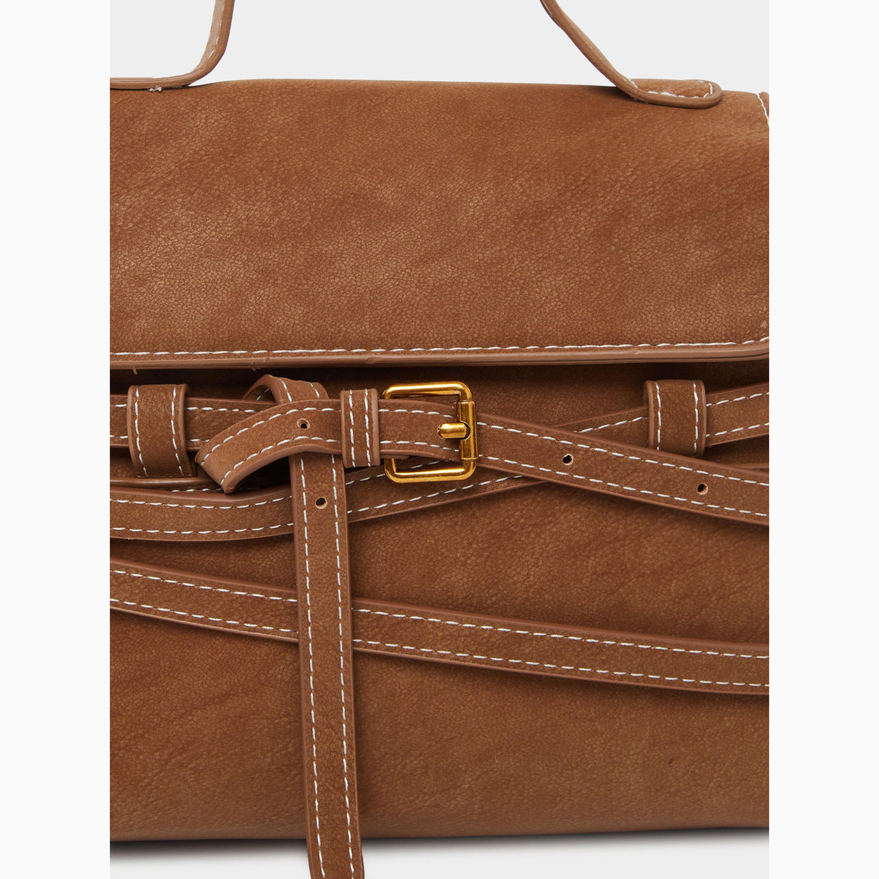 Styli Brown Buckled Satchel Bag-women-bagsandwallets-handbags-image-3