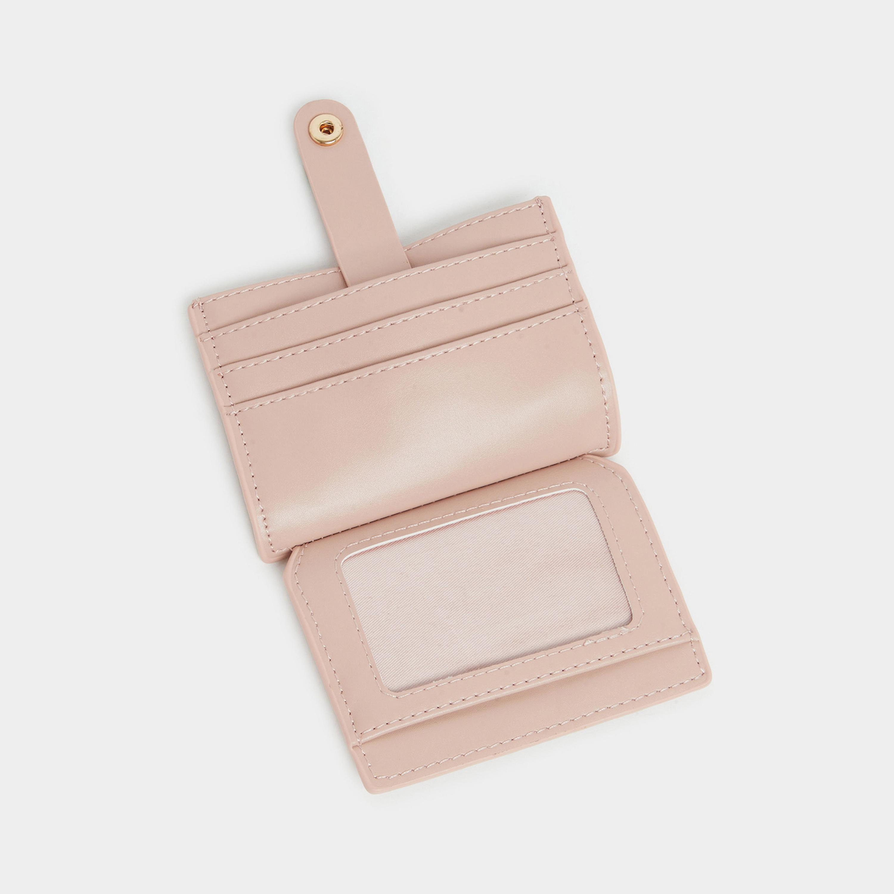 Styli Pink Textured Bi-Fold Card Holder-women-bagsandwallets-wallets-image-4