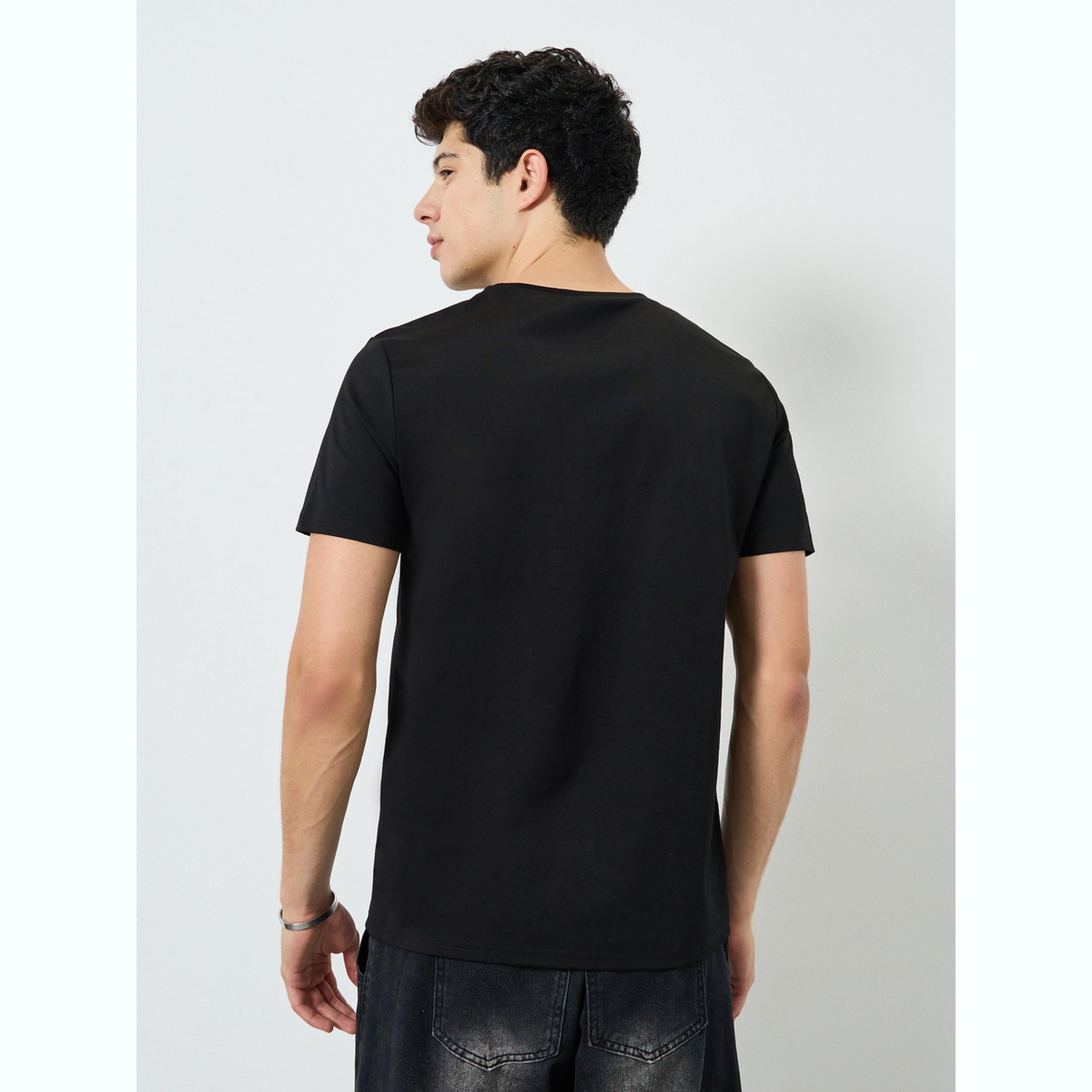 Styli Men Black Cotton Crew Neck T-Shirt-men-clothing-tshirtsandpolos-tshirts-image-3