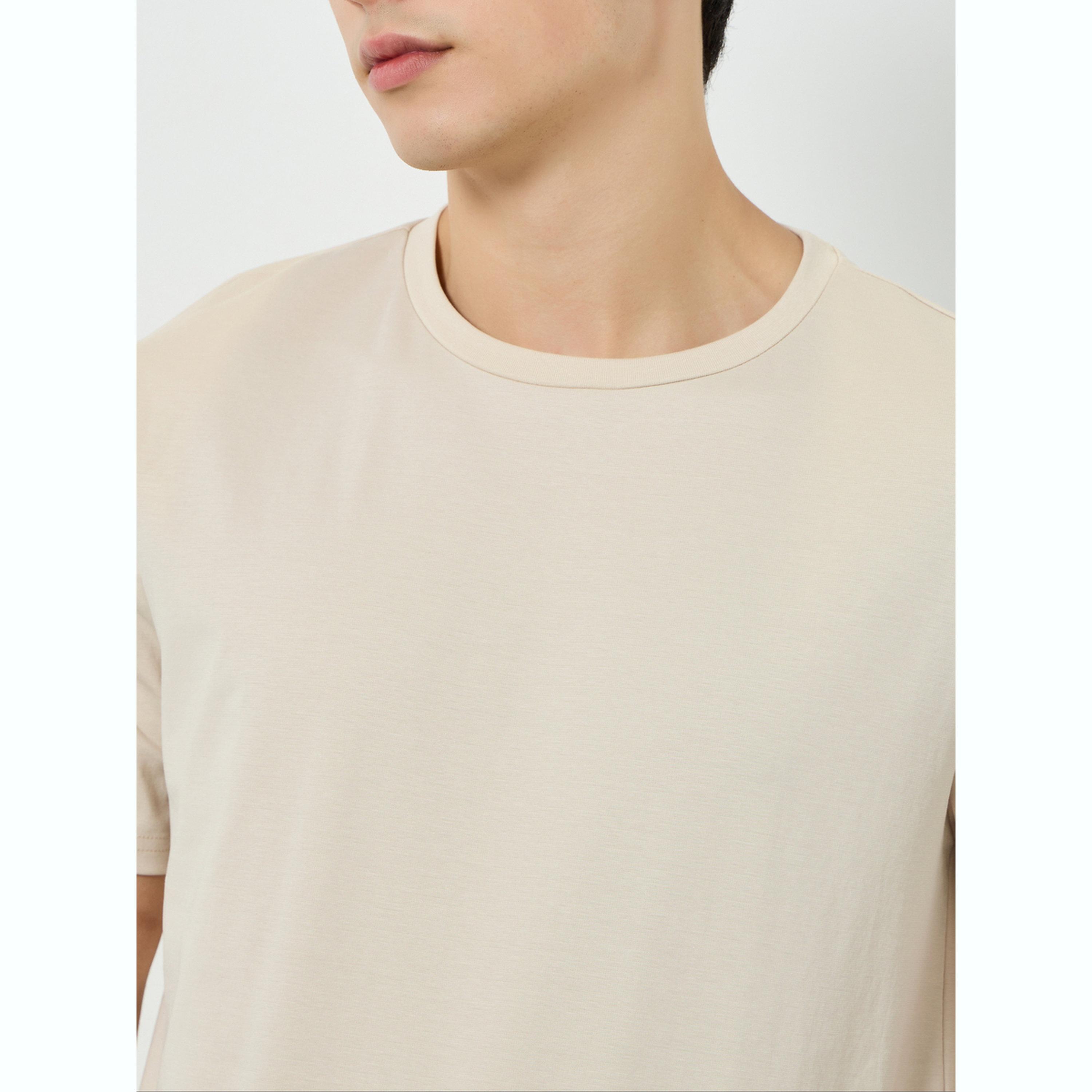 Styli Men Beige Cotton Crew Neck T-Shirt-men-clothing-tshirtsandpolos-tshirts-image-5