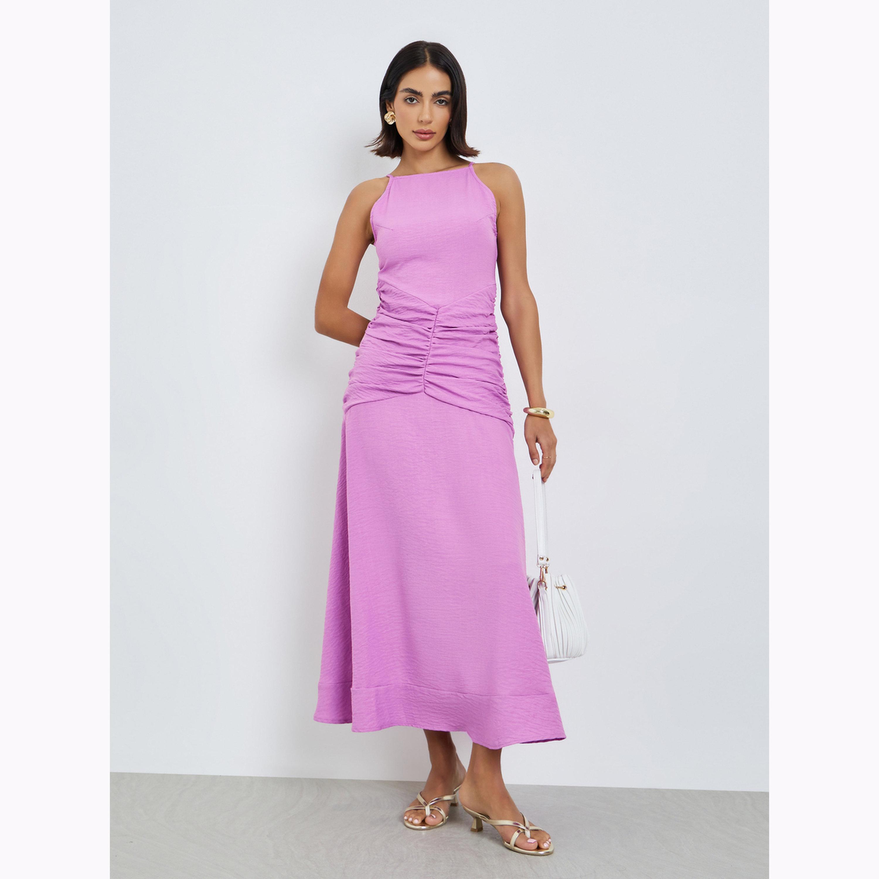 Styli Lilac Plain Sleeveless Maxi Sheath Dress-women-clothing-dresses-image-1