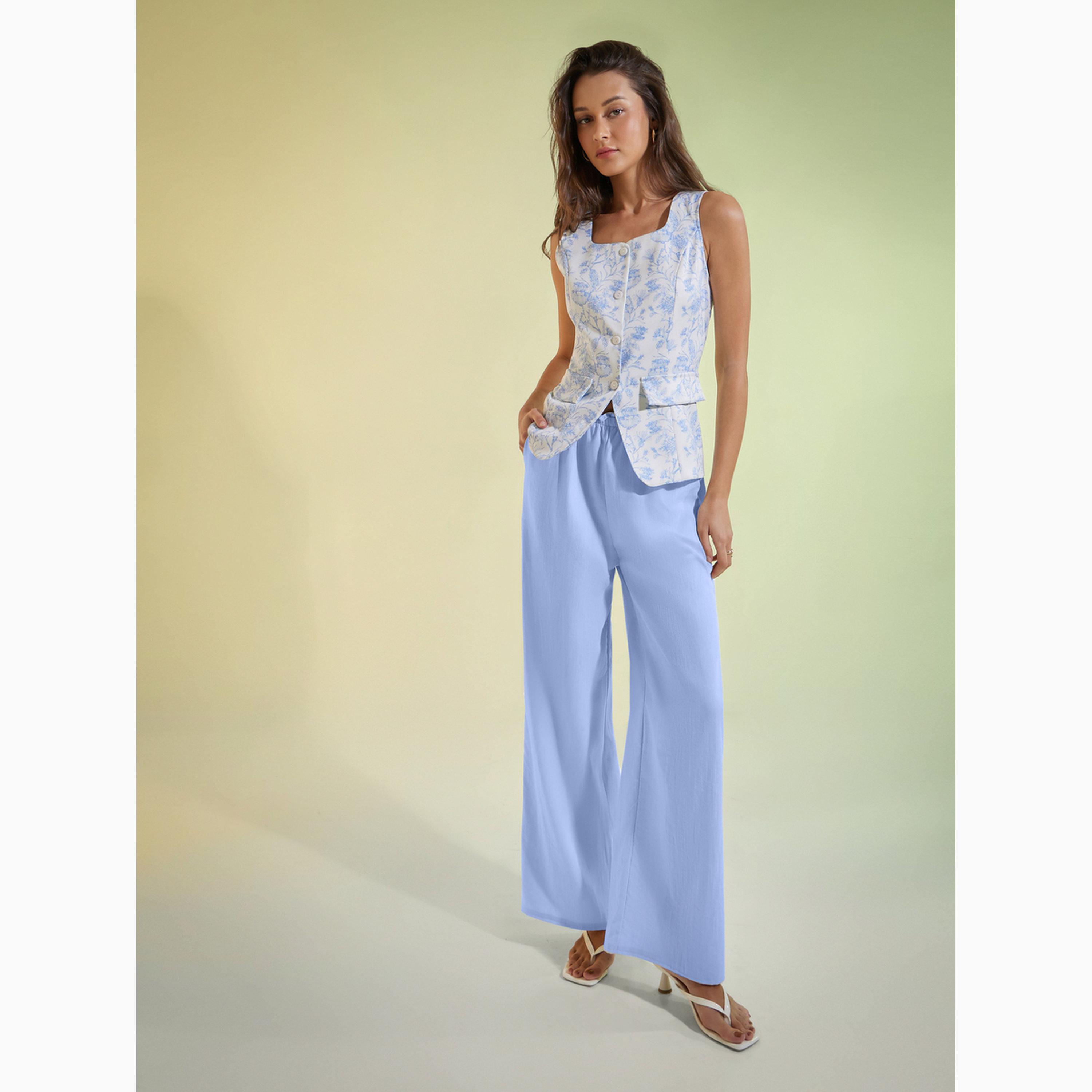 صدرية بياقة مربعة ونقشة زهور أزرق-women-clothing-shirtsandblouses-blouses-image-2