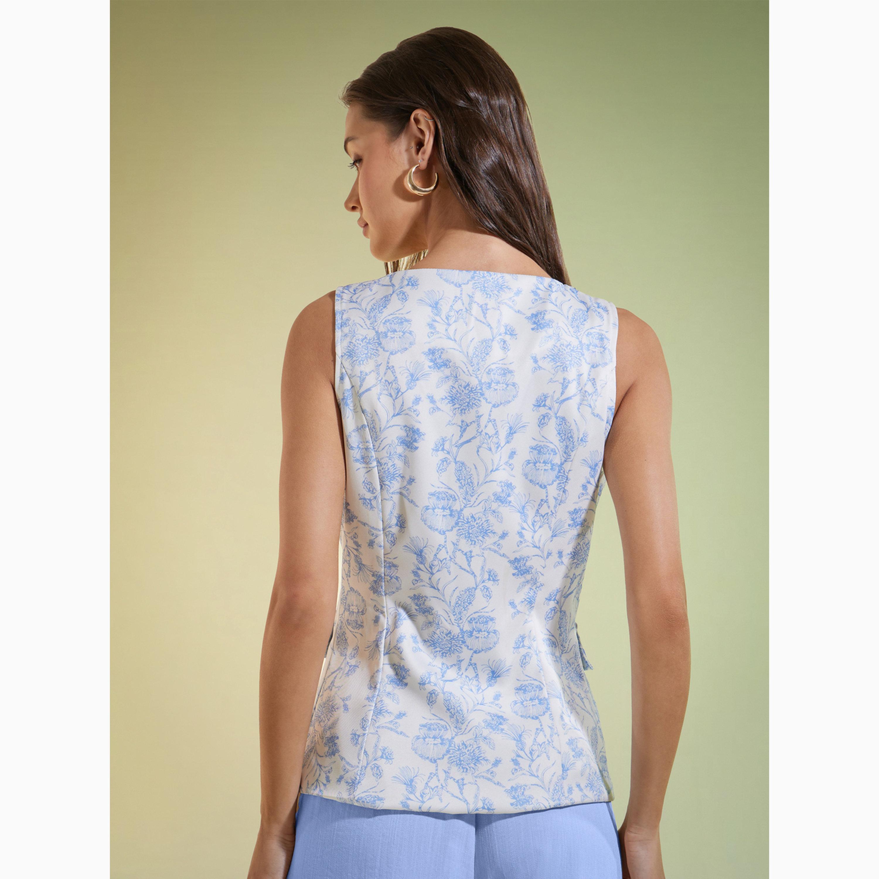 صدرية بياقة مربعة ونقشة زهور أزرق-women-clothing-shirtsandblouses-blouses-image-4