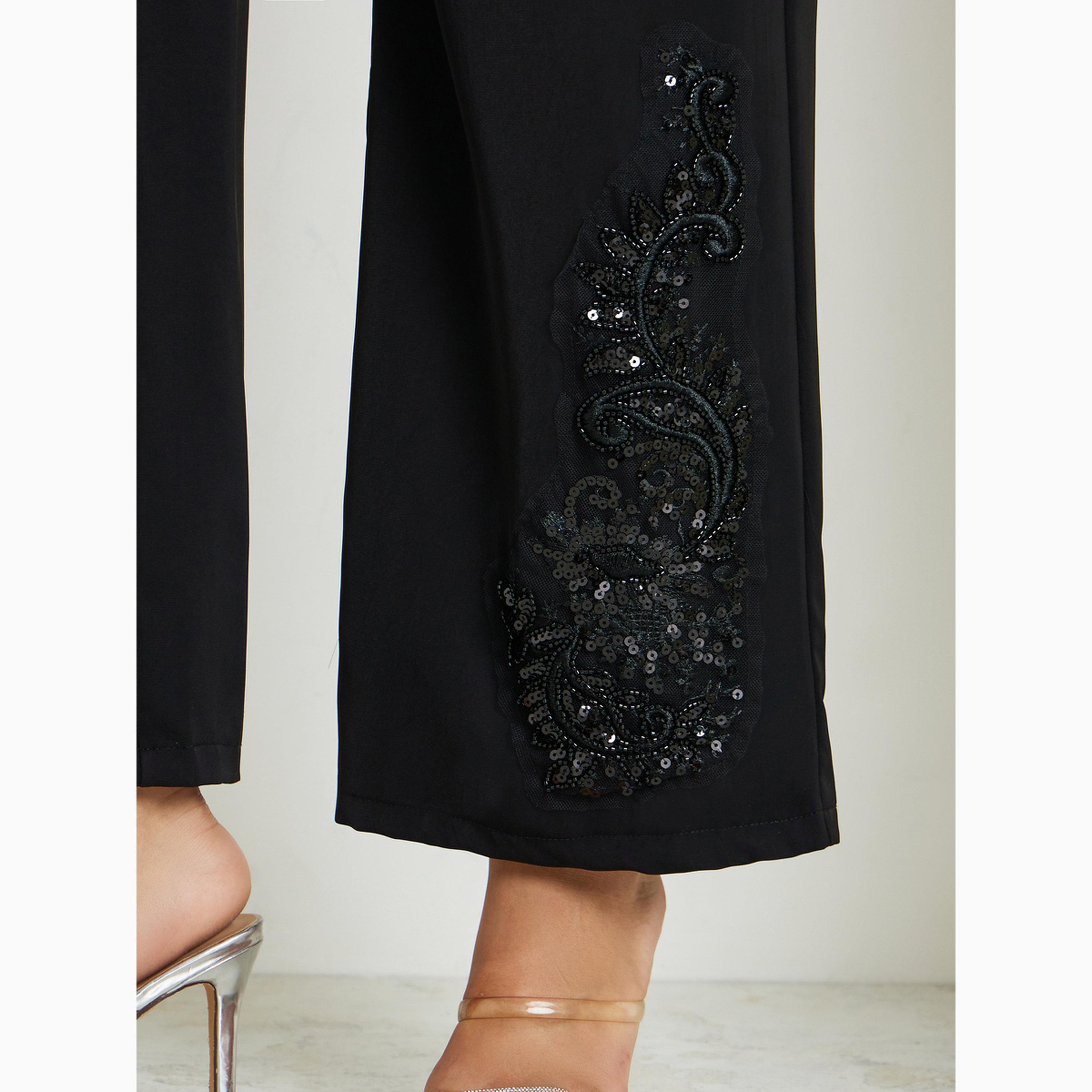 طقم منسق من بنطال وقميص مزين بالترتر-women-clothing-coordsets-image-5