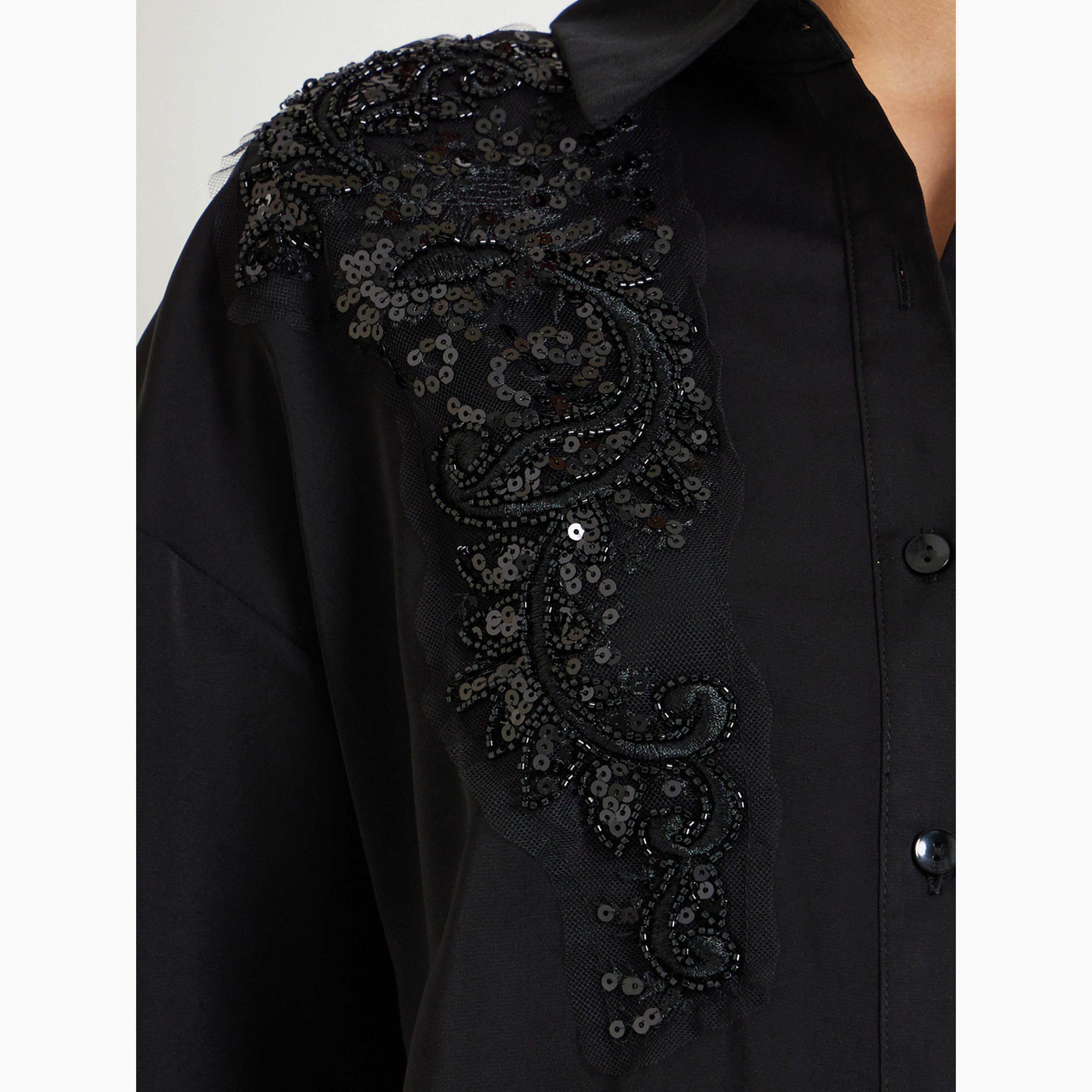 Styli Black Sequin Embellished Shirt and Trousers Co-Ords-women-clothing-coordsets-image-6