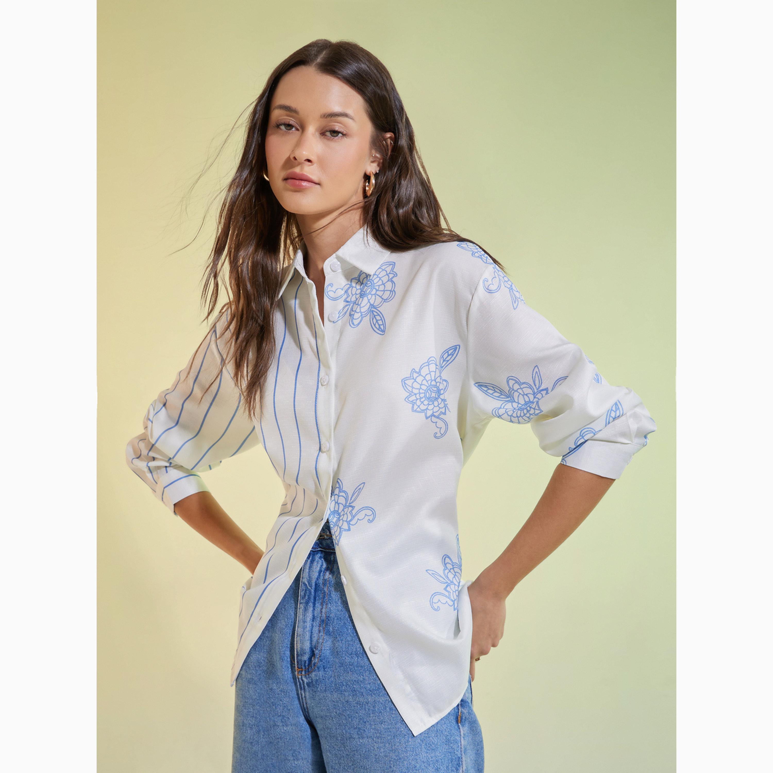 بلوزة فضفاضة بطبعة أزهار-women-clothing-shirtsandblouses-shirts-image-1