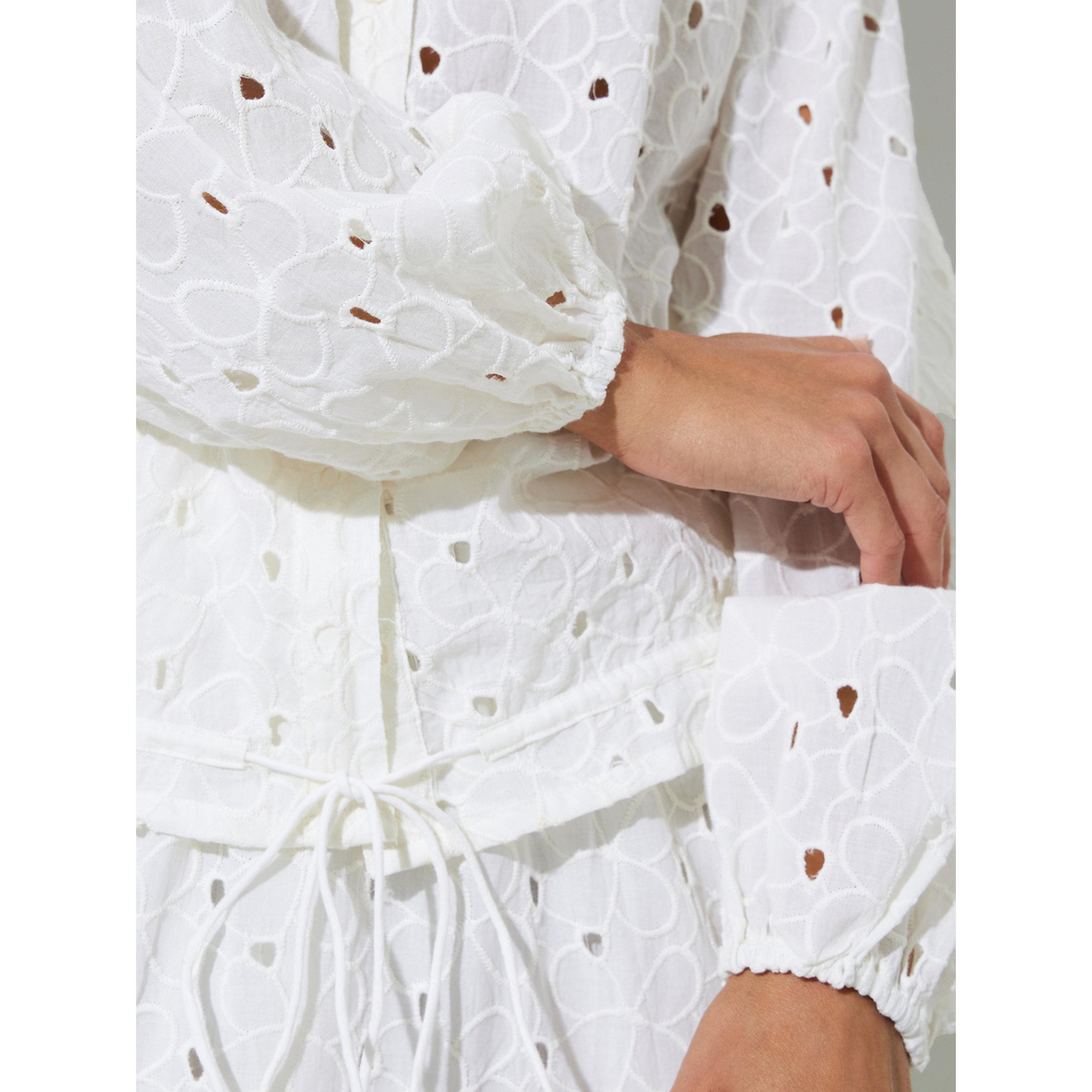 Styli Off-White Eyelet Tie-Up Detail Long Sleeve Blouse-women-clothing-shirtsandblouses-blouses-image-5