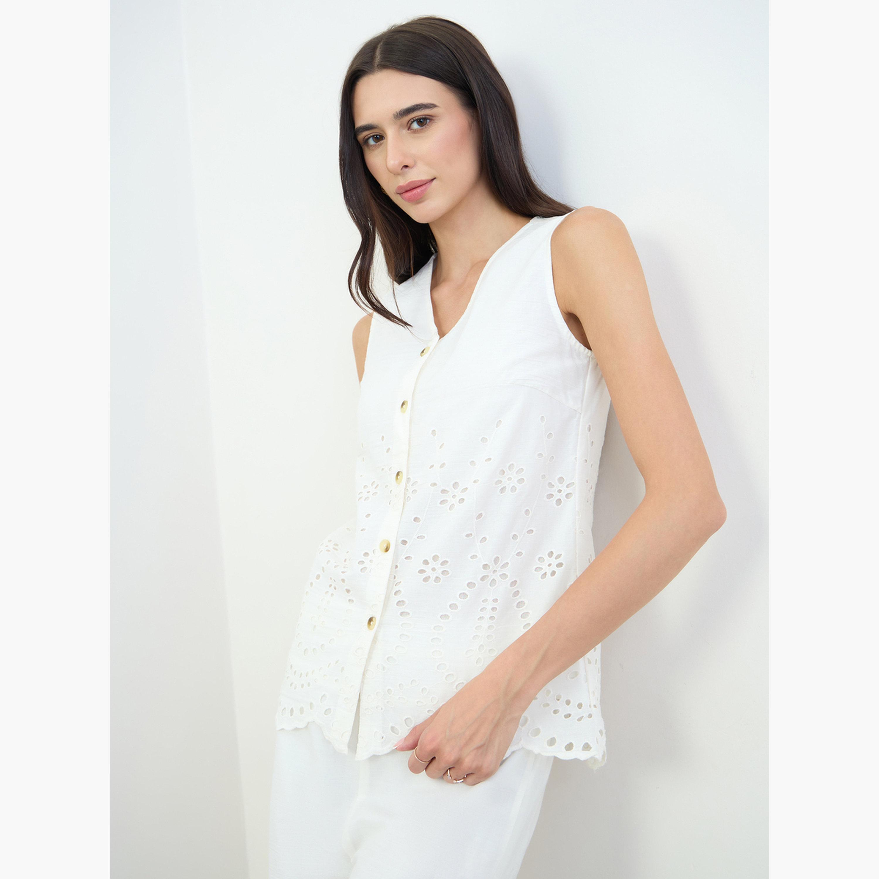 Styli Off White Schiffli Cotton Top-women-clothing-shirtsandblouses-blouses-image-3