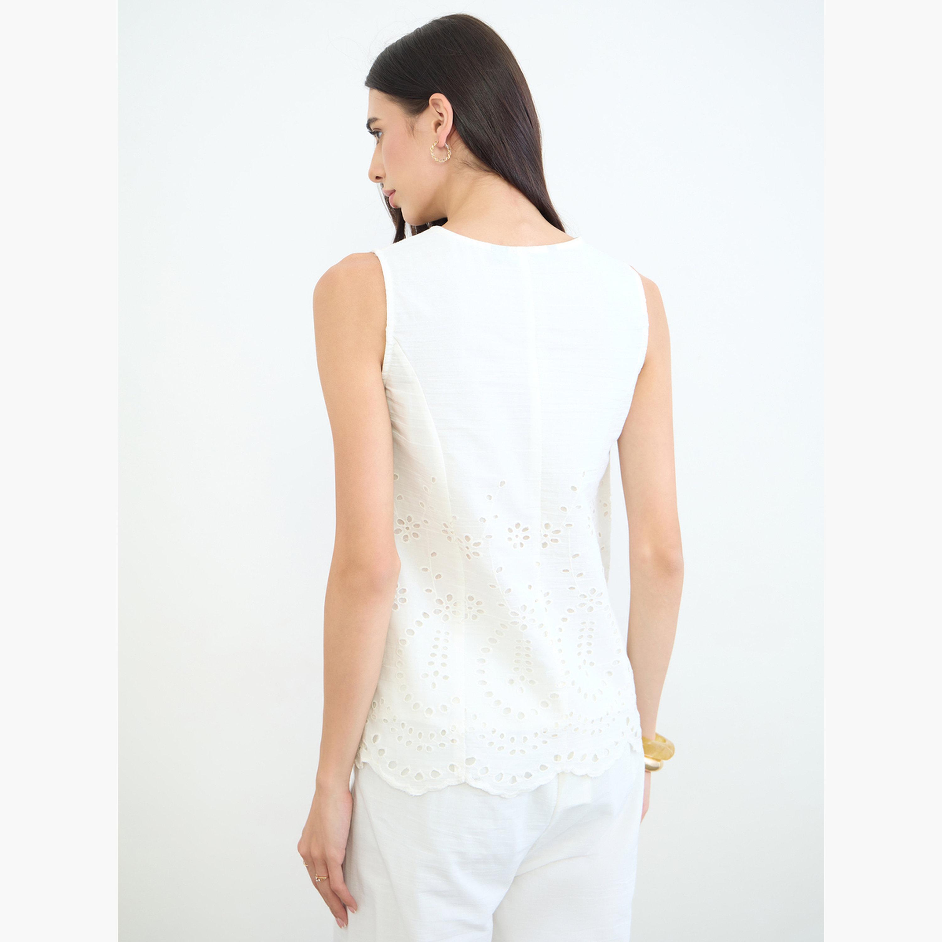 Styli Off White Schiffli Cotton Top-women-clothing-shirtsandblouses-blouses-image-4