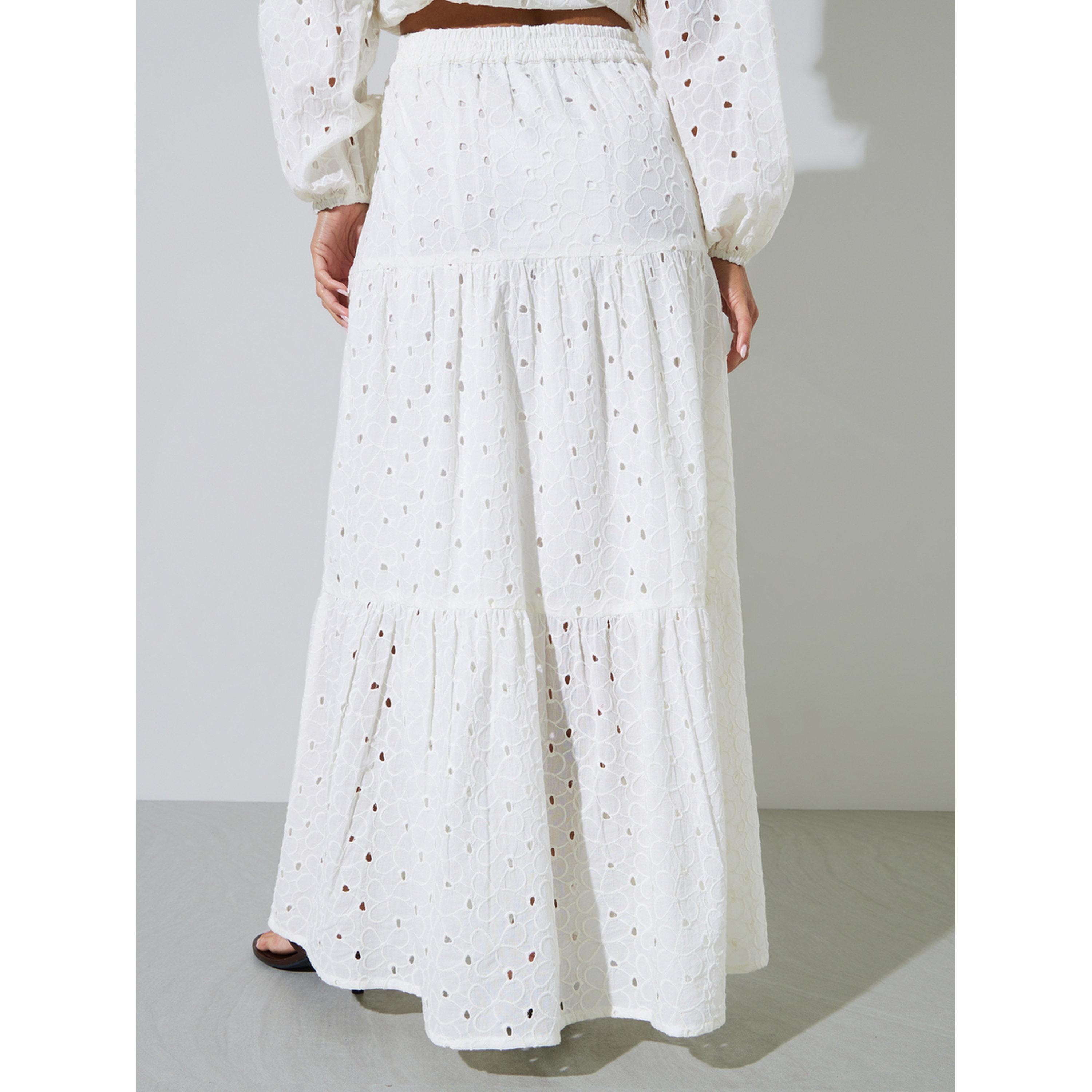 Styli Off-White Eyelet A-Line Maxi Skirt-women-clothing-skirts-image-4