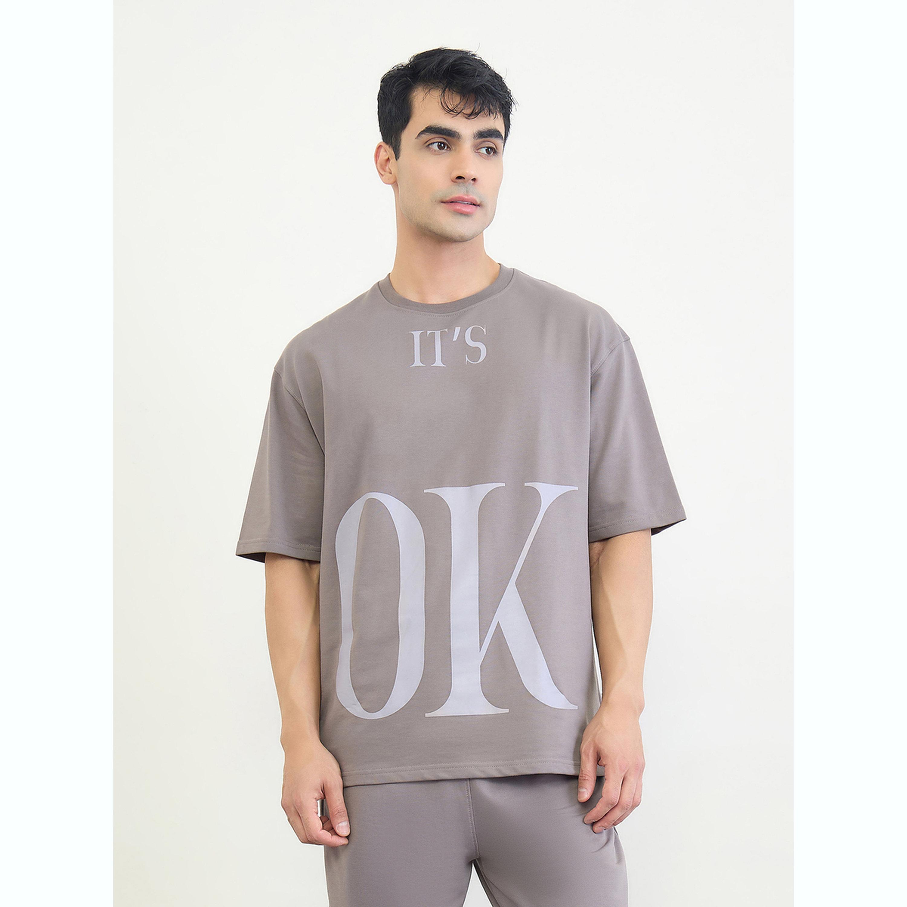 Styli Men Slogan Print Oversized T-Shirt and Joggers Set-men-clothing-coordsets-image-3