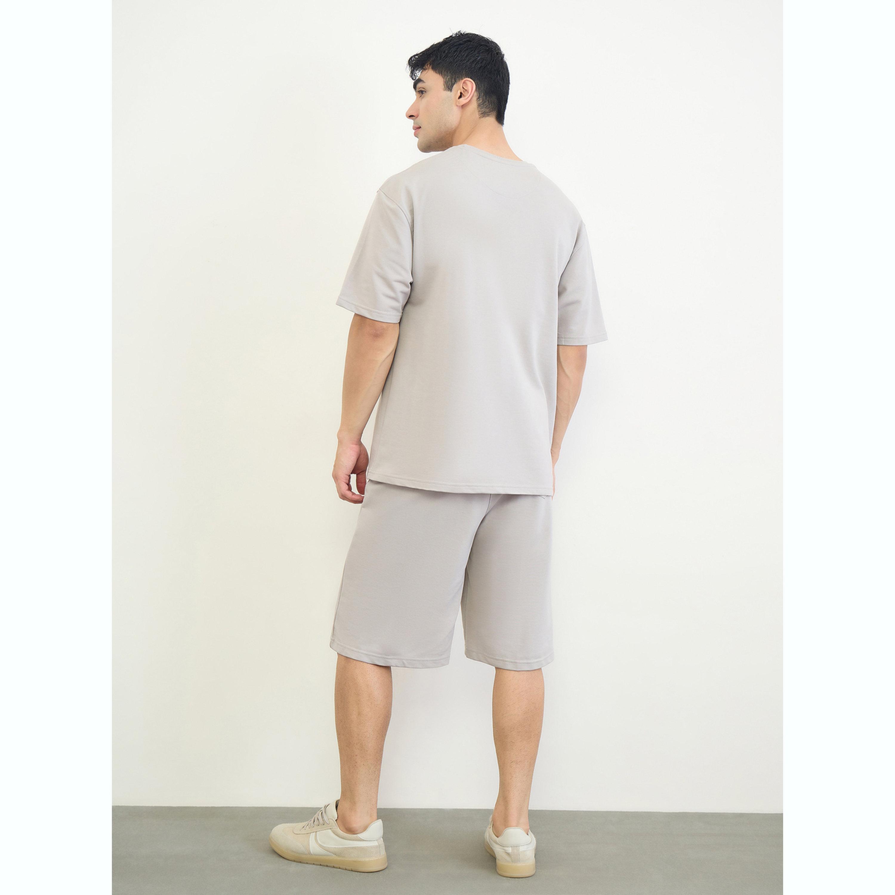 Styli Men Slogan Print Oversized T-Shirt and Shorts Set-men-clothing-coordsets-image-4