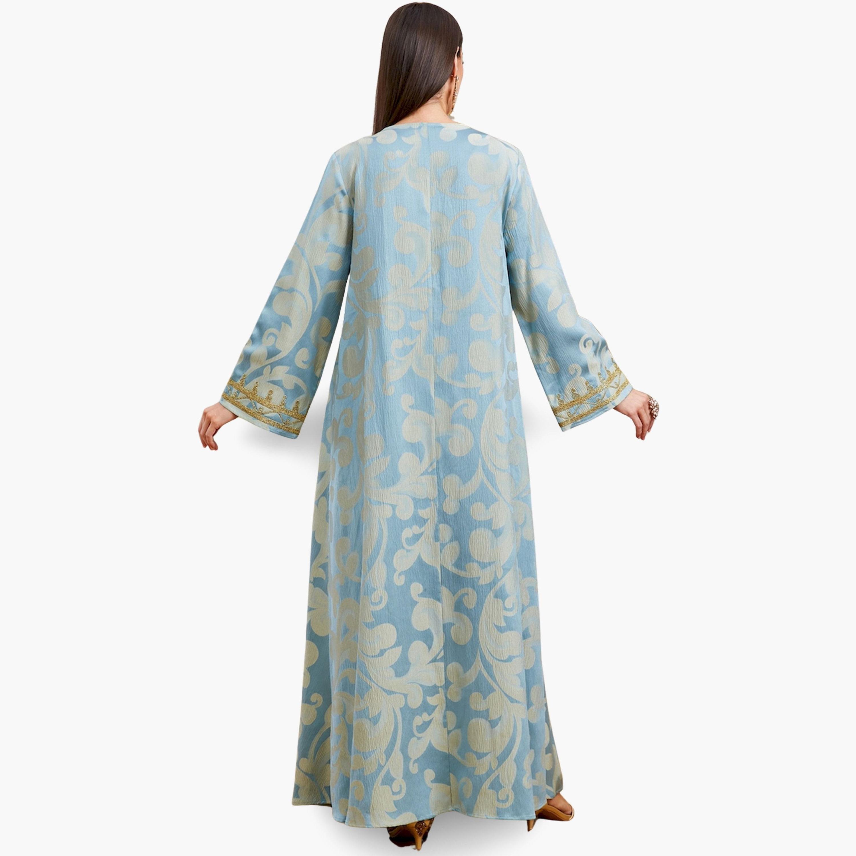 Take Two Light Blue Embroidered A-Line Jalabiya-women-arabicclothing-jalabiyas-image-4