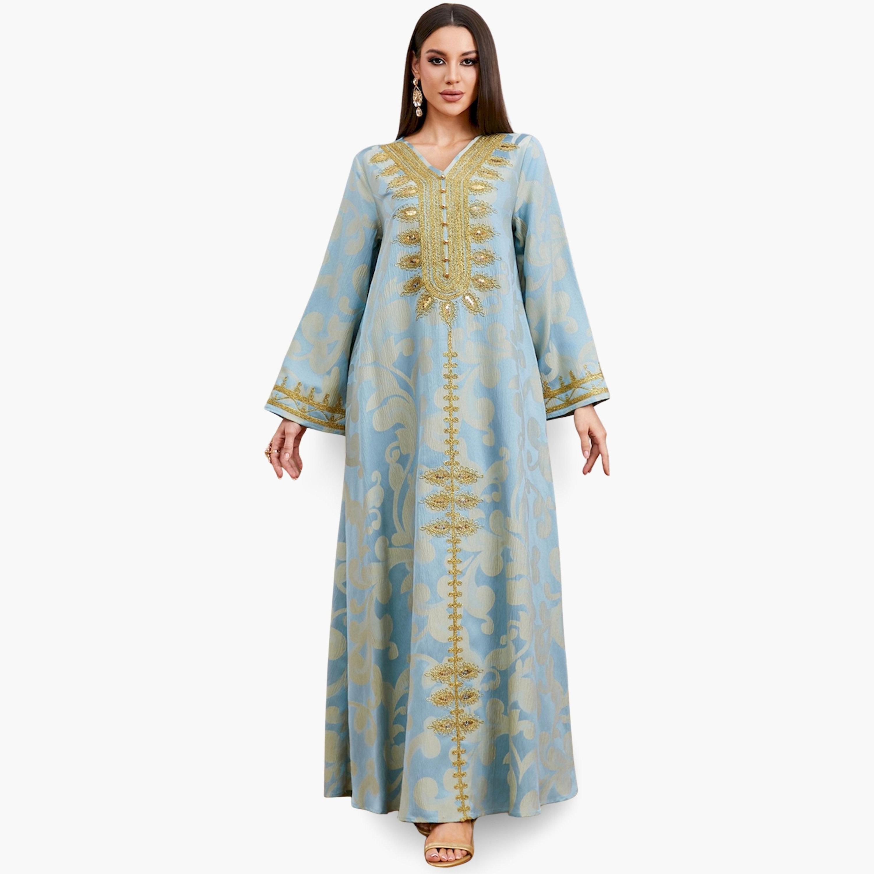 Take Two Light Blue Embroidered A-Line Jalabiya-women-arabicclothing-jalabiyas-image-5