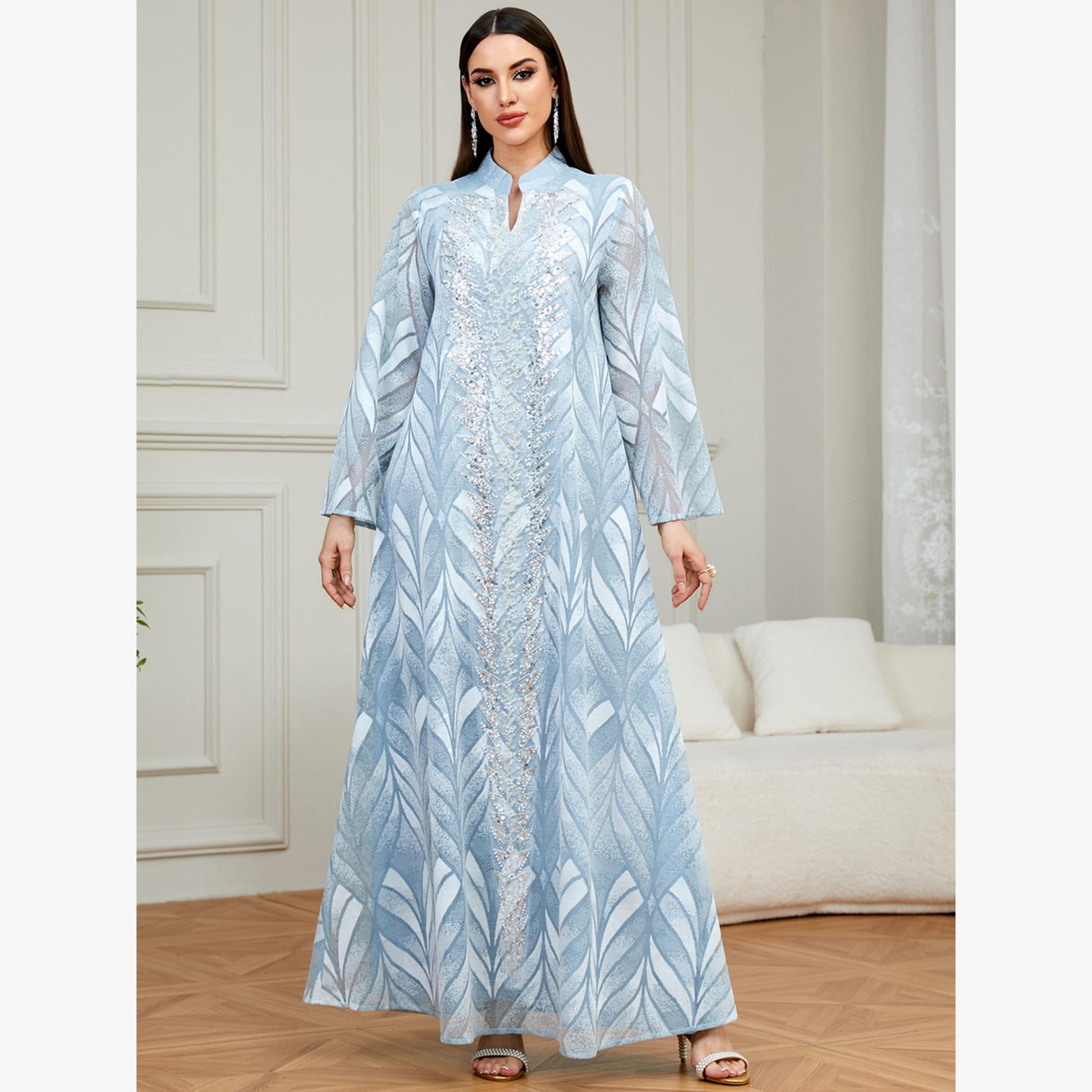 جلابية بياقة بشق ومنمقة بالترتر-women-arabicclothing-jalabiyas-image-6