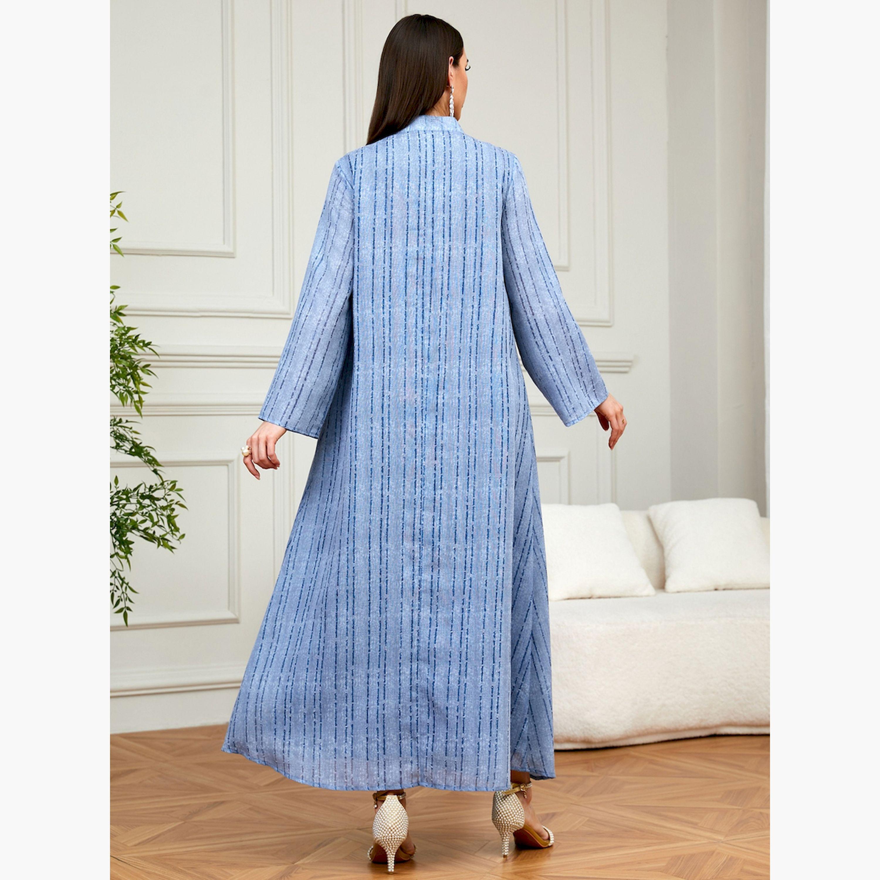 Take Two Blue Sequin Embellished A-Line Jalabiya-women-arabicclothing-jalabiyas-image-4
