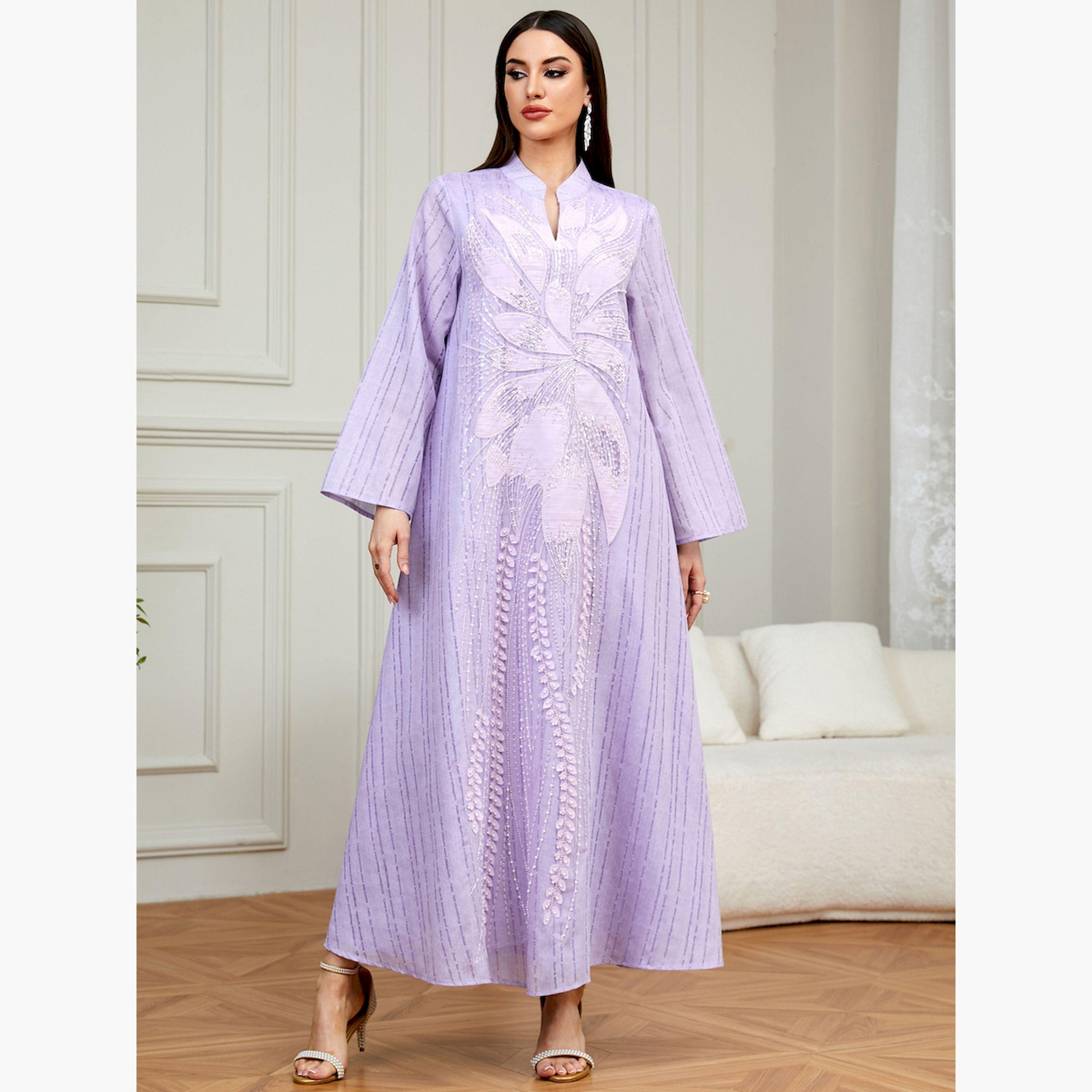 Take Two Purple Sequin Embellished A-Line Jalabiya-women-arabicclothing-jalabiyas-image-1