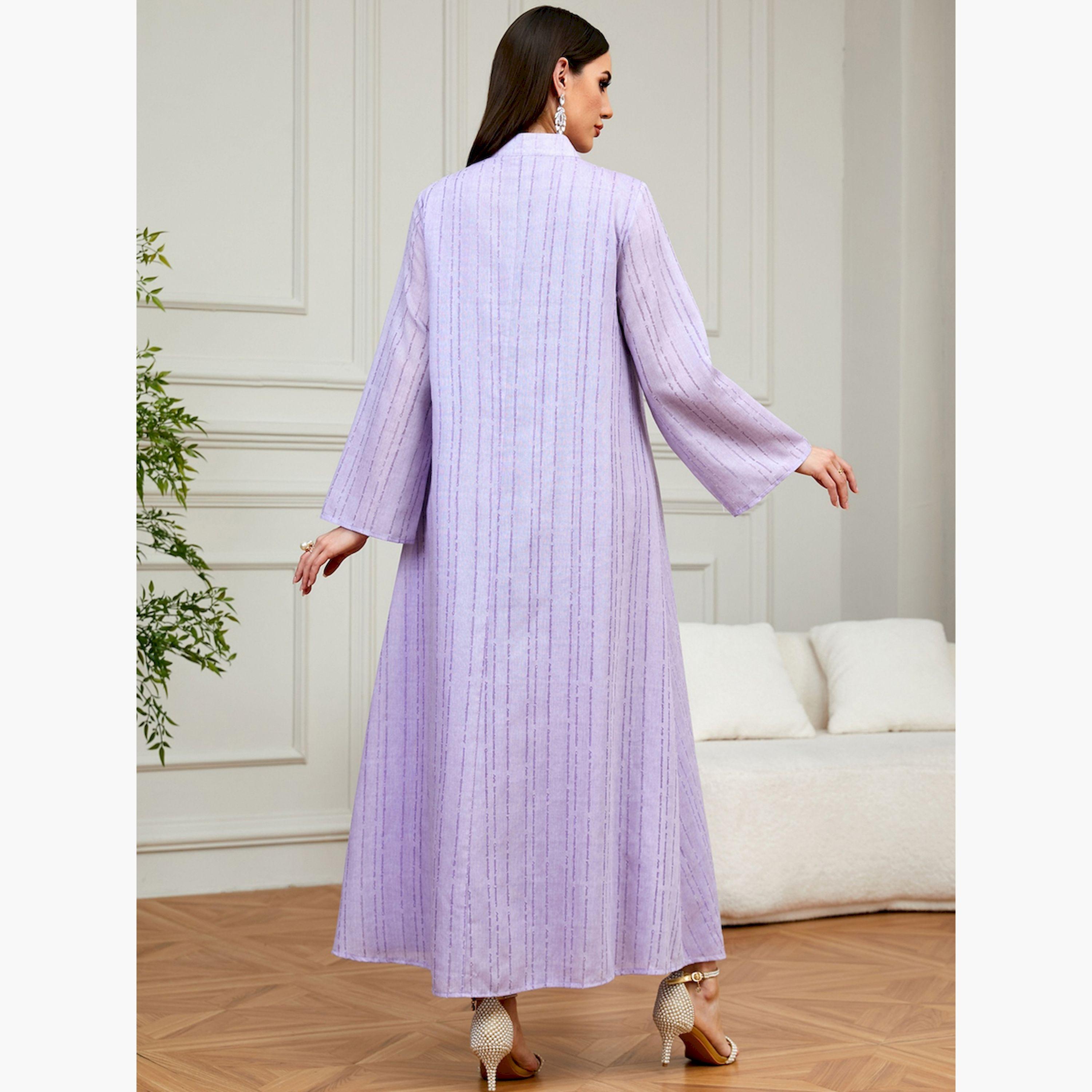 تيك تو × ستايلي - جلابية بنفسجية مزينة بالترتر تصميم A-women-arabicclothing-jalabiyas-image-4