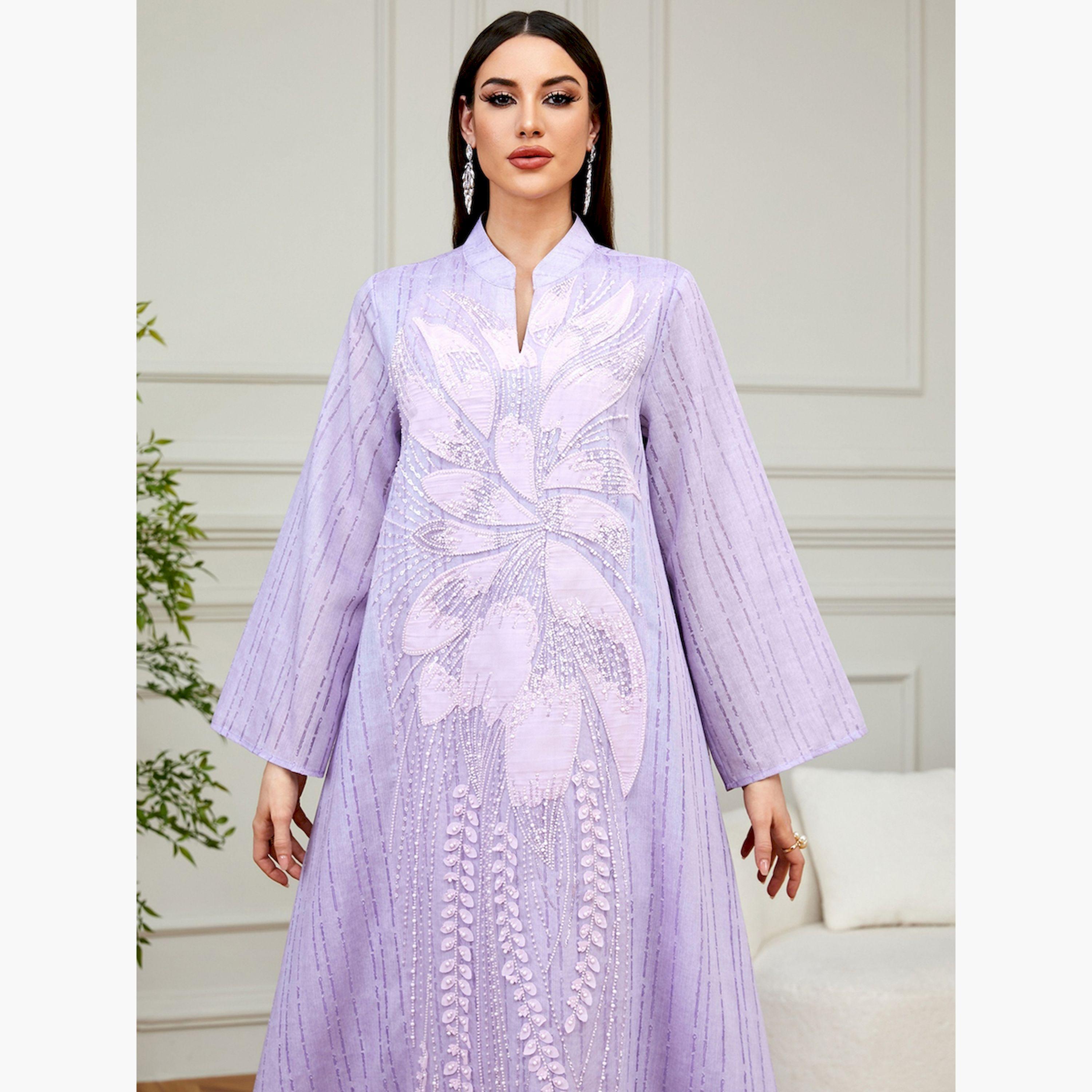 Take Two Purple Sequin Embellished A-Line Jalabiya-women-arabicclothing-jalabiyas-image-5