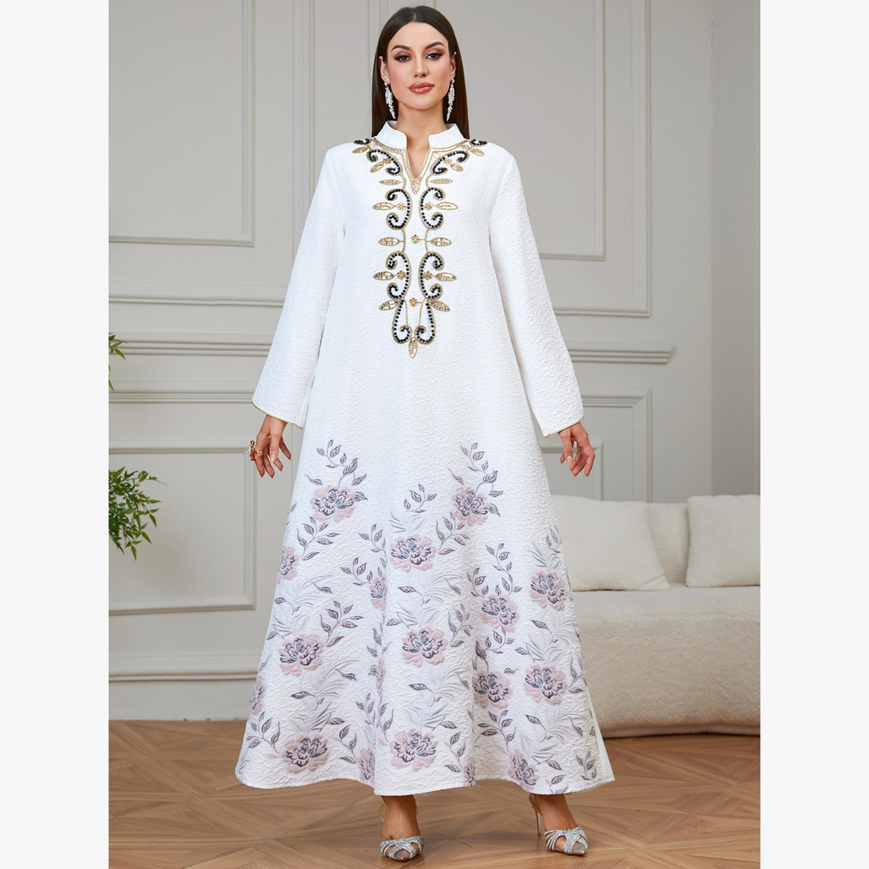 Take Two Women Textured Embellished Yoke Jalabiya-women-arabicclothing-jalabiyas-image-1