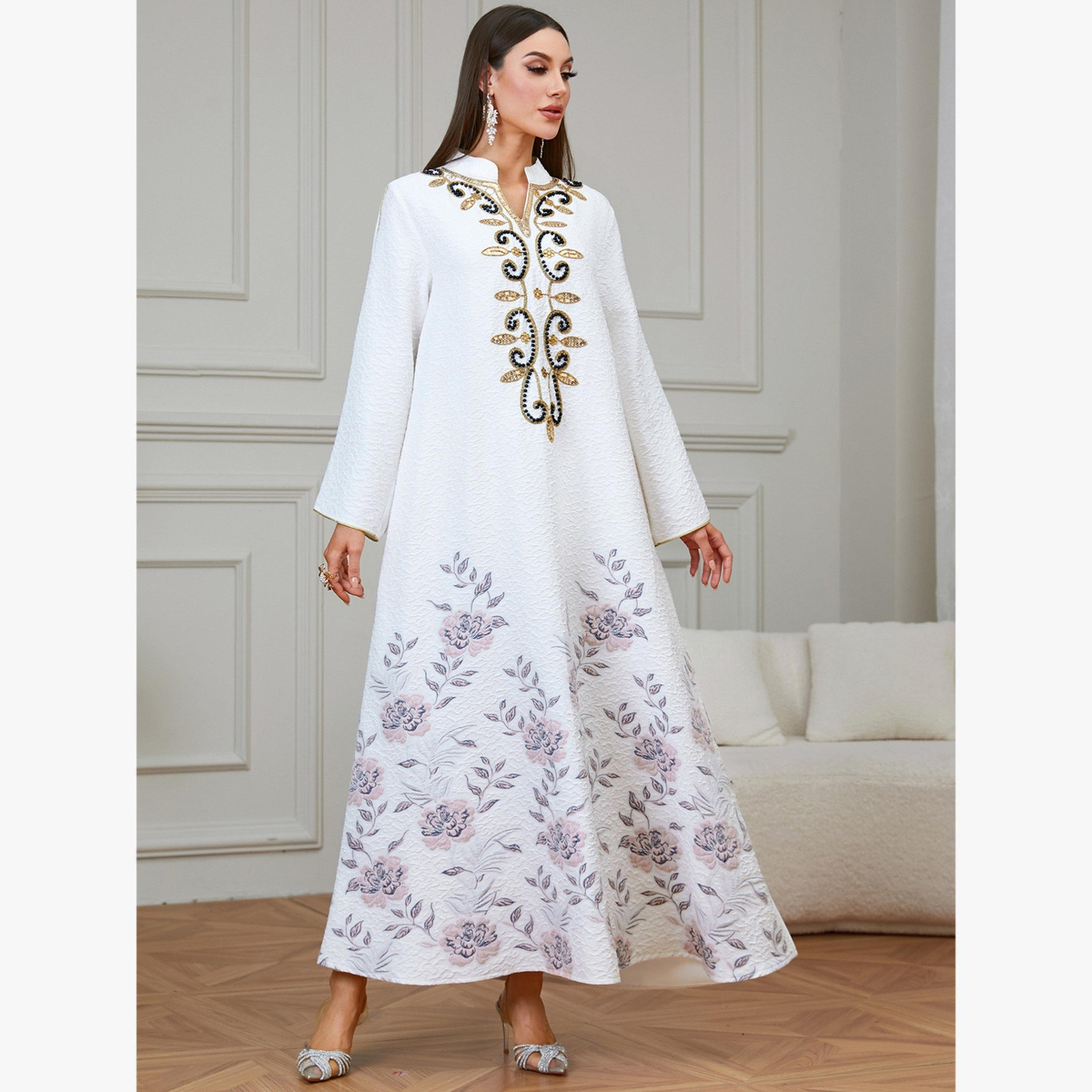 Take Two Women Textured Embellished Yoke Jalabiya-women-arabicclothing-jalabiyas-image-6