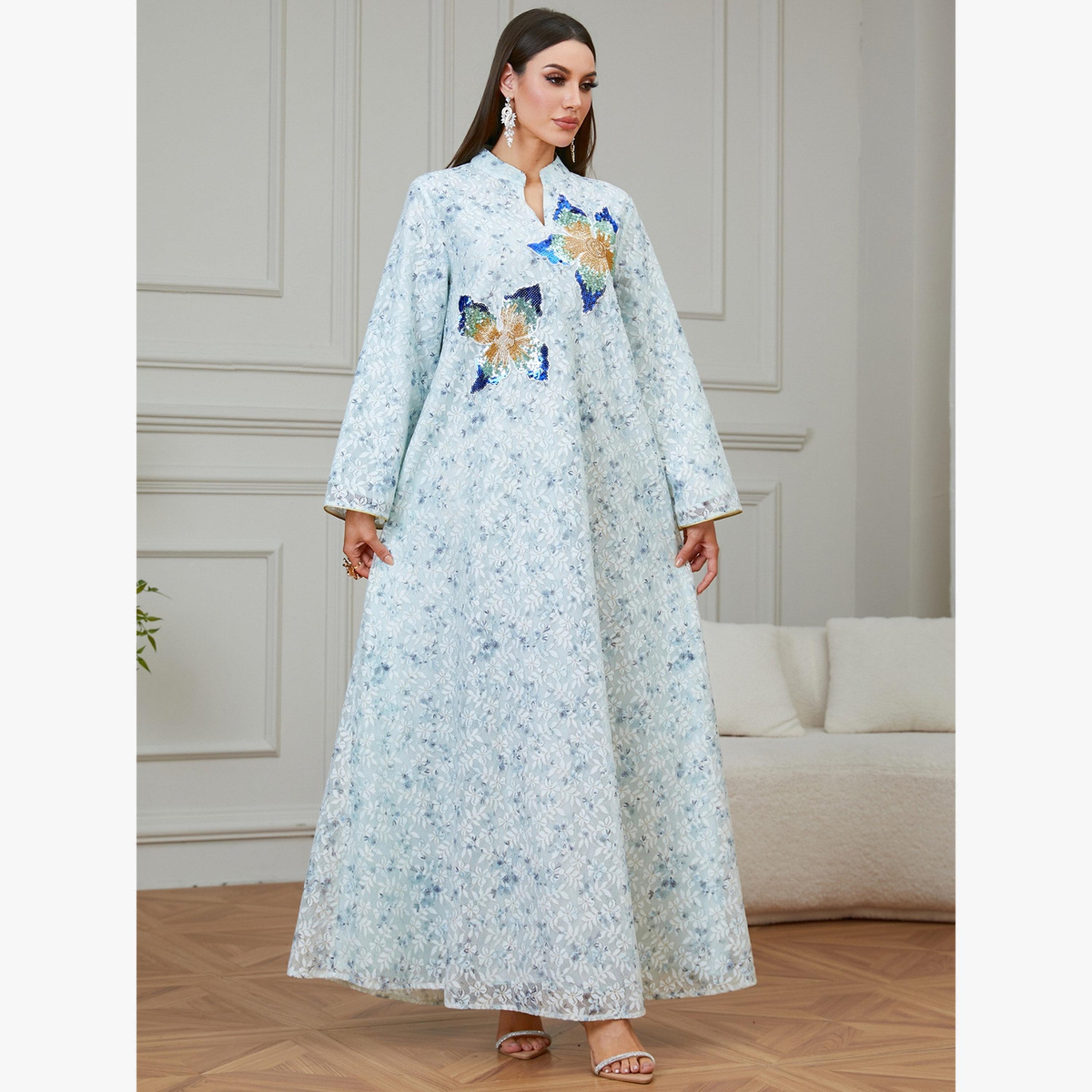 جلابية مزينة بالترتر والأزهار-women-arabicclothing-jalabiyas-image-2