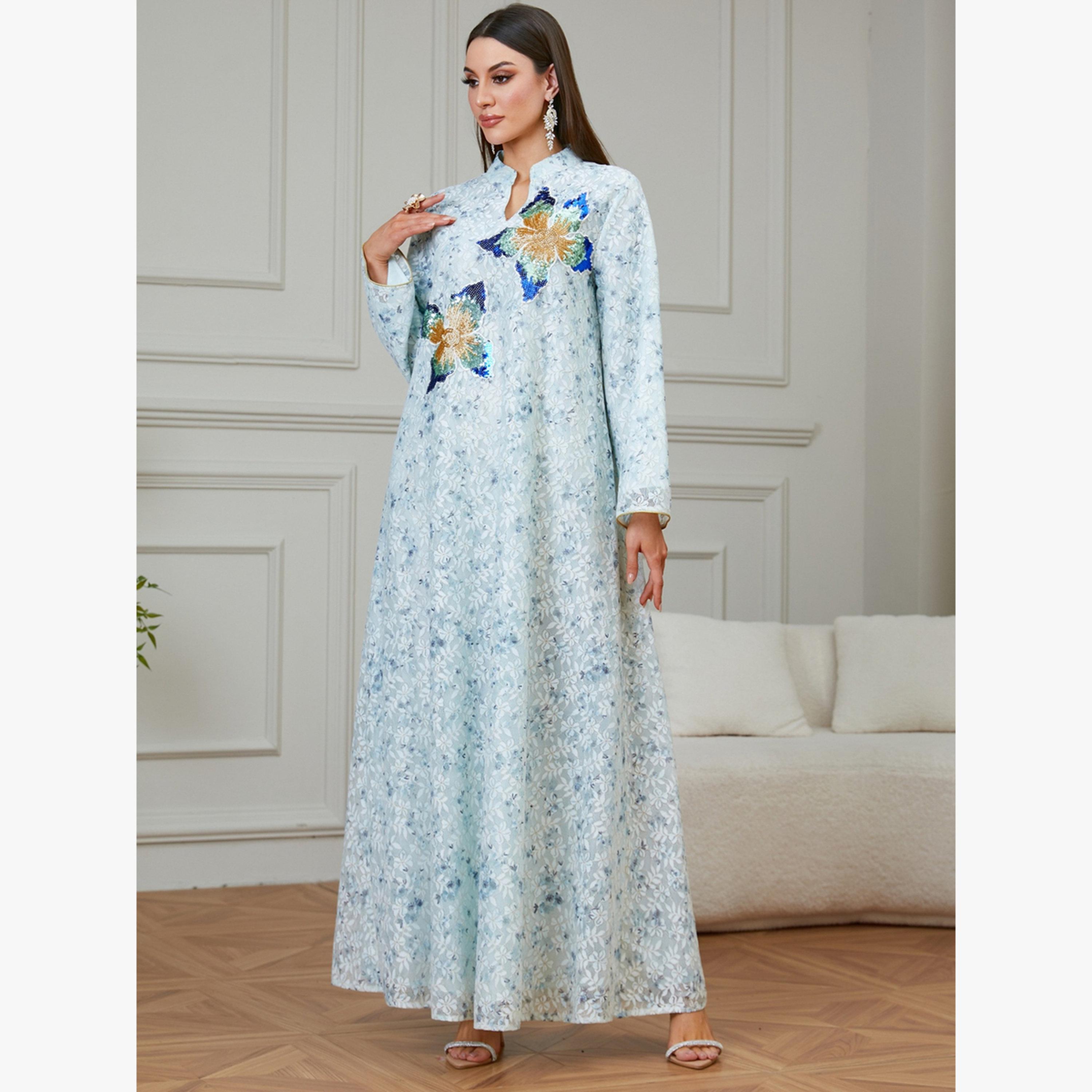 جلابية مزينة بالترتر والأزهار-women-arabicclothing-jalabiyas-image-5