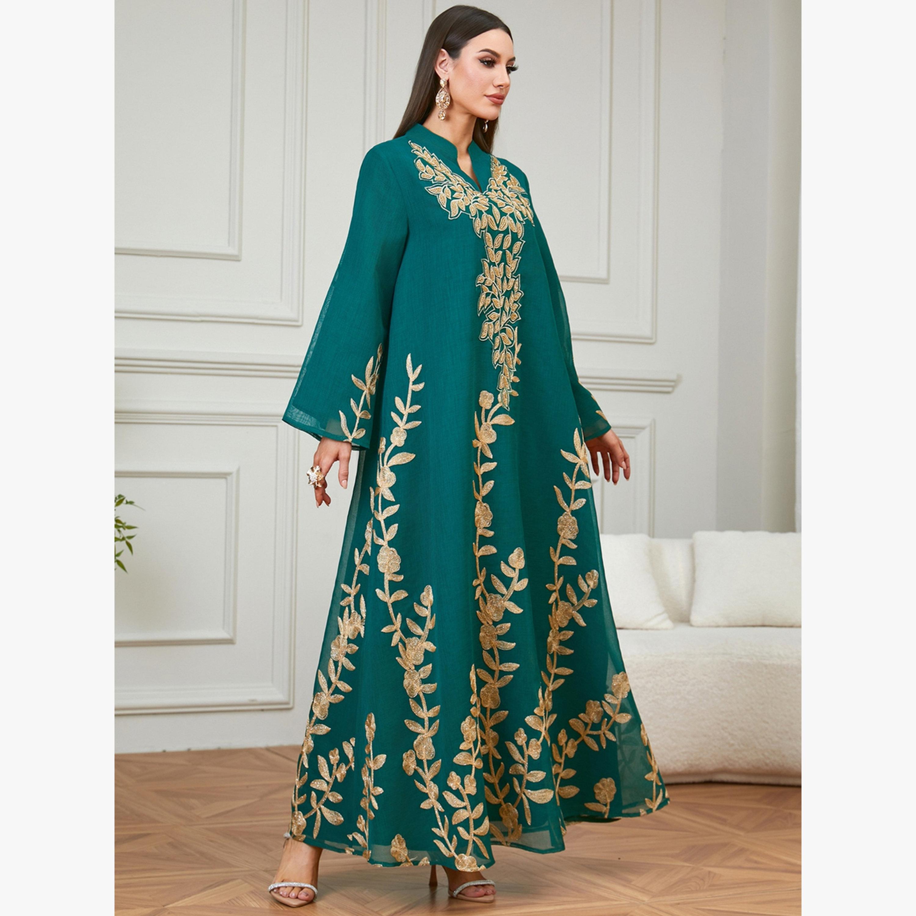 جلابية مطرزة بياقة شق-women-arabicclothing-jalabiyas-image-2