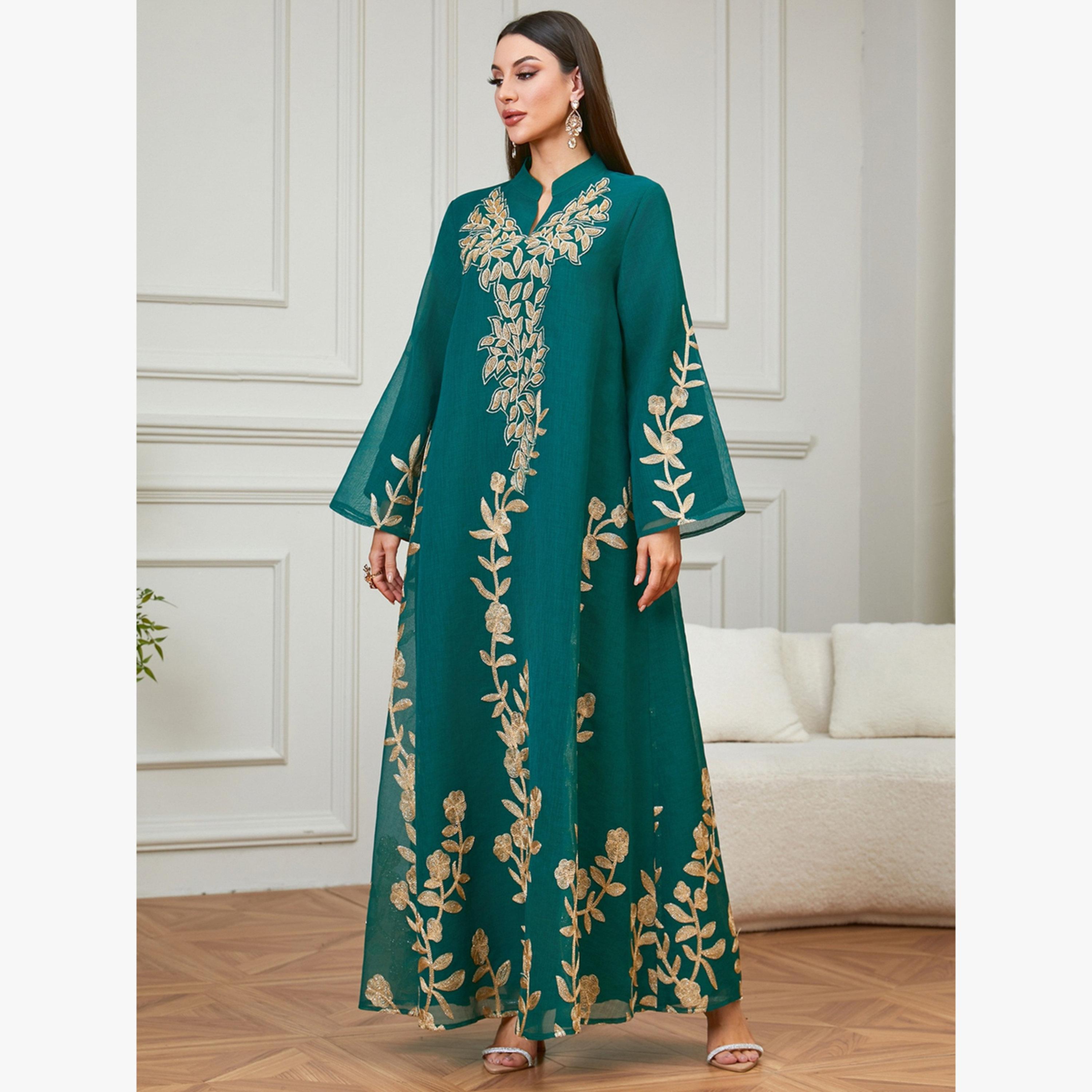 جلابية مطرزة بياقة شق-women-arabicclothing-jalabiyas-image-3