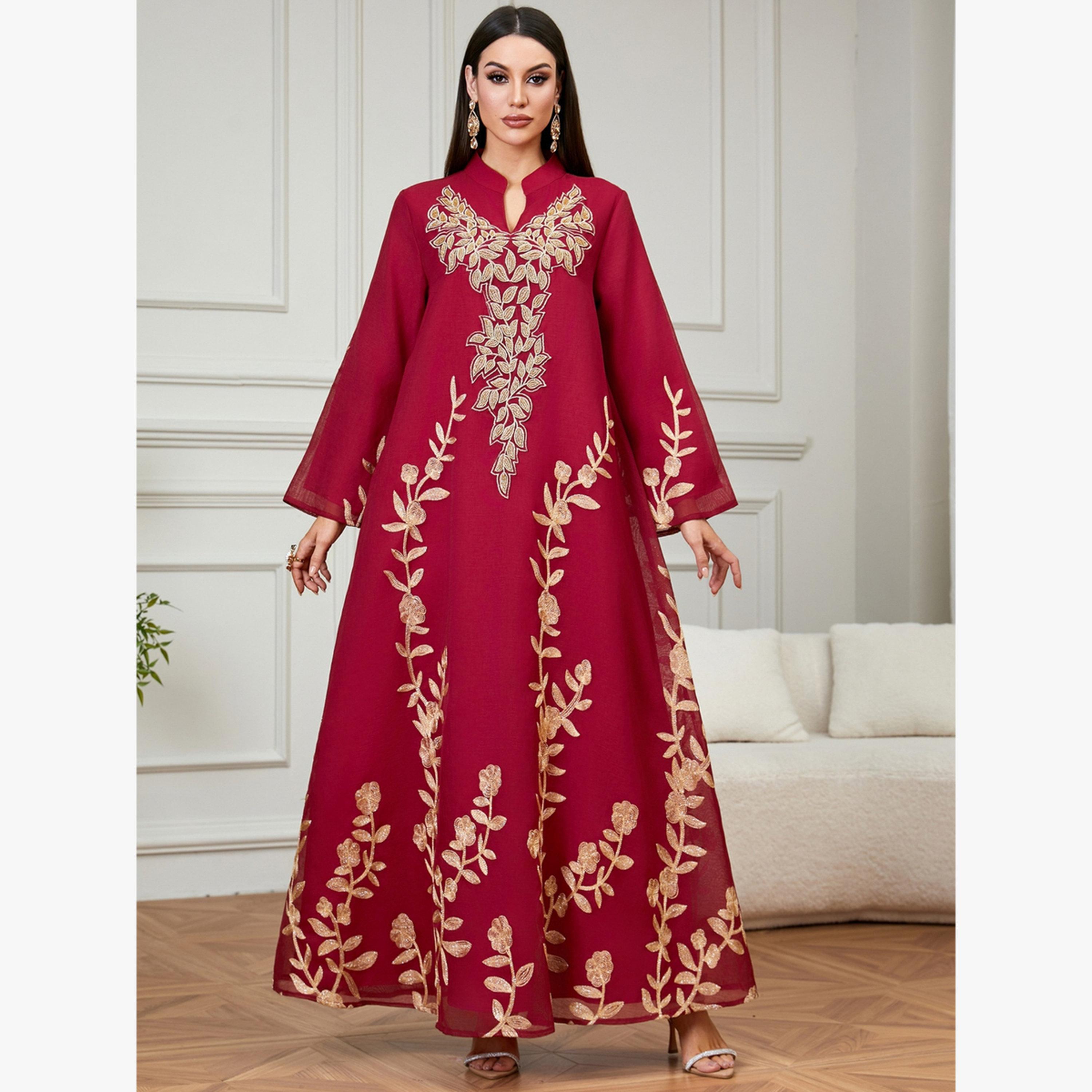 جلابية مطرزة بحافة واسعة-women-arabicclothing-jalabiyas-image-1