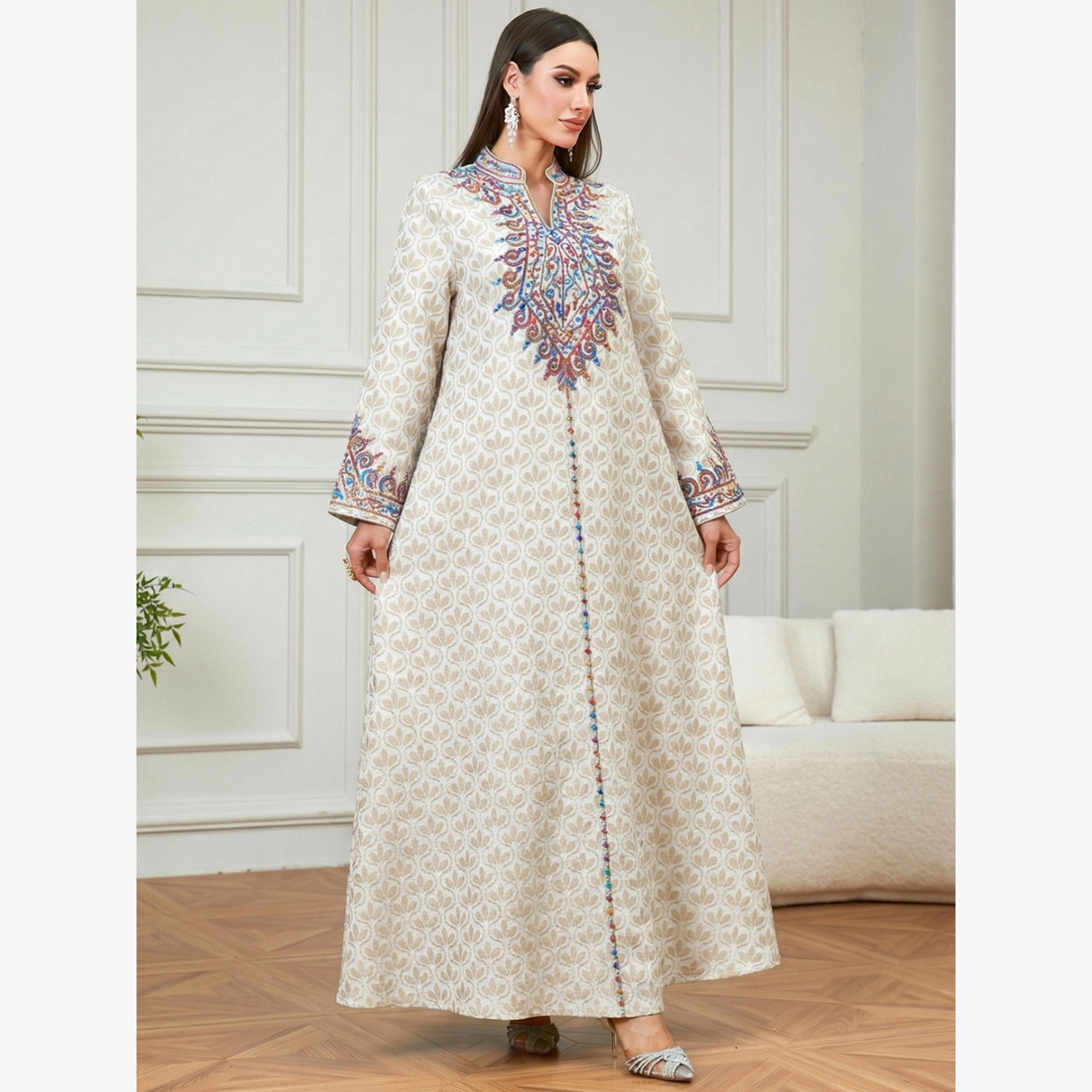 Take Two Beige Embroidered A-Line Jalabiya-women-arabicclothing-jalabiyas-image-2