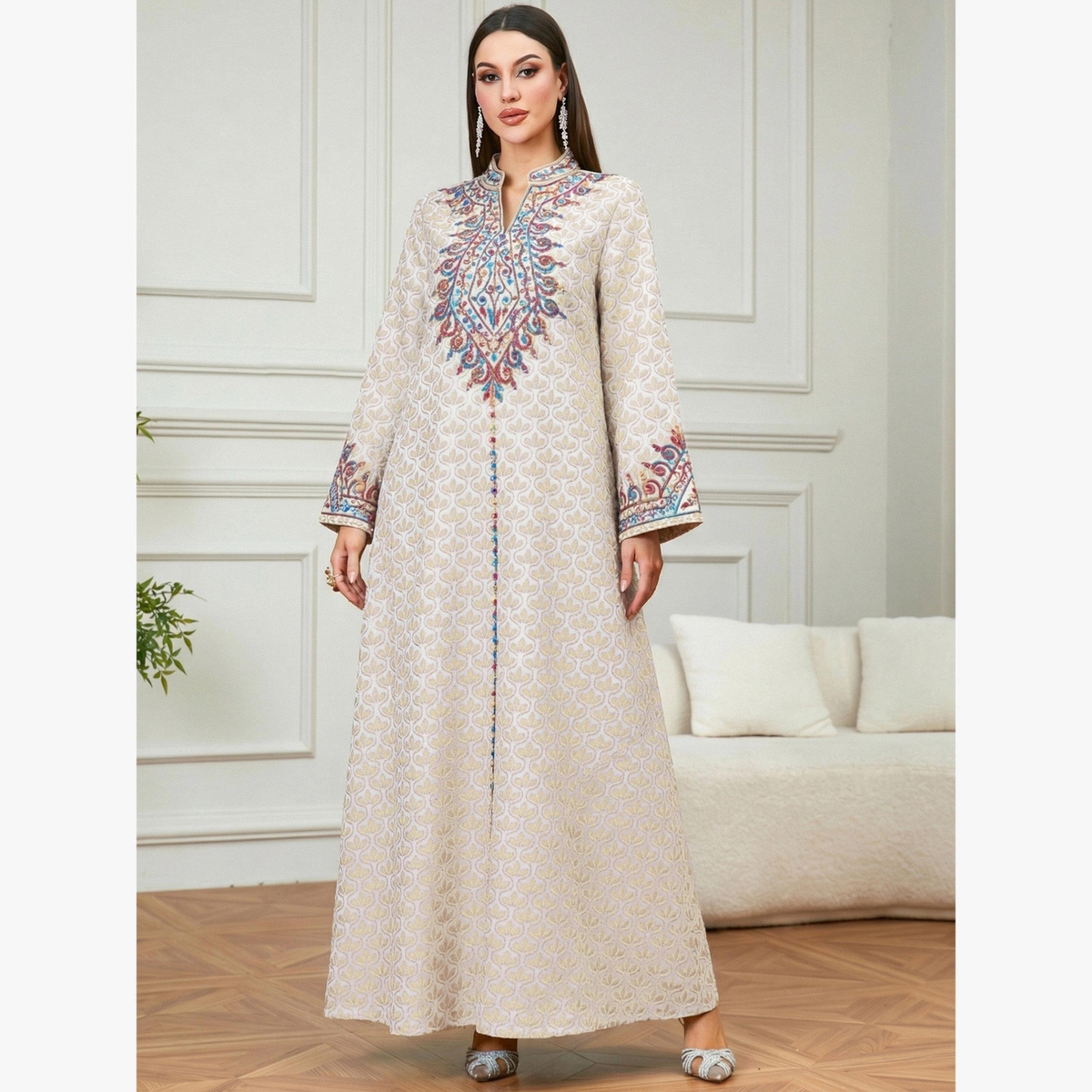 Take Two Beige Embroidered A-Line Jalabiya-women-arabicclothing-jalabiyas-image-4