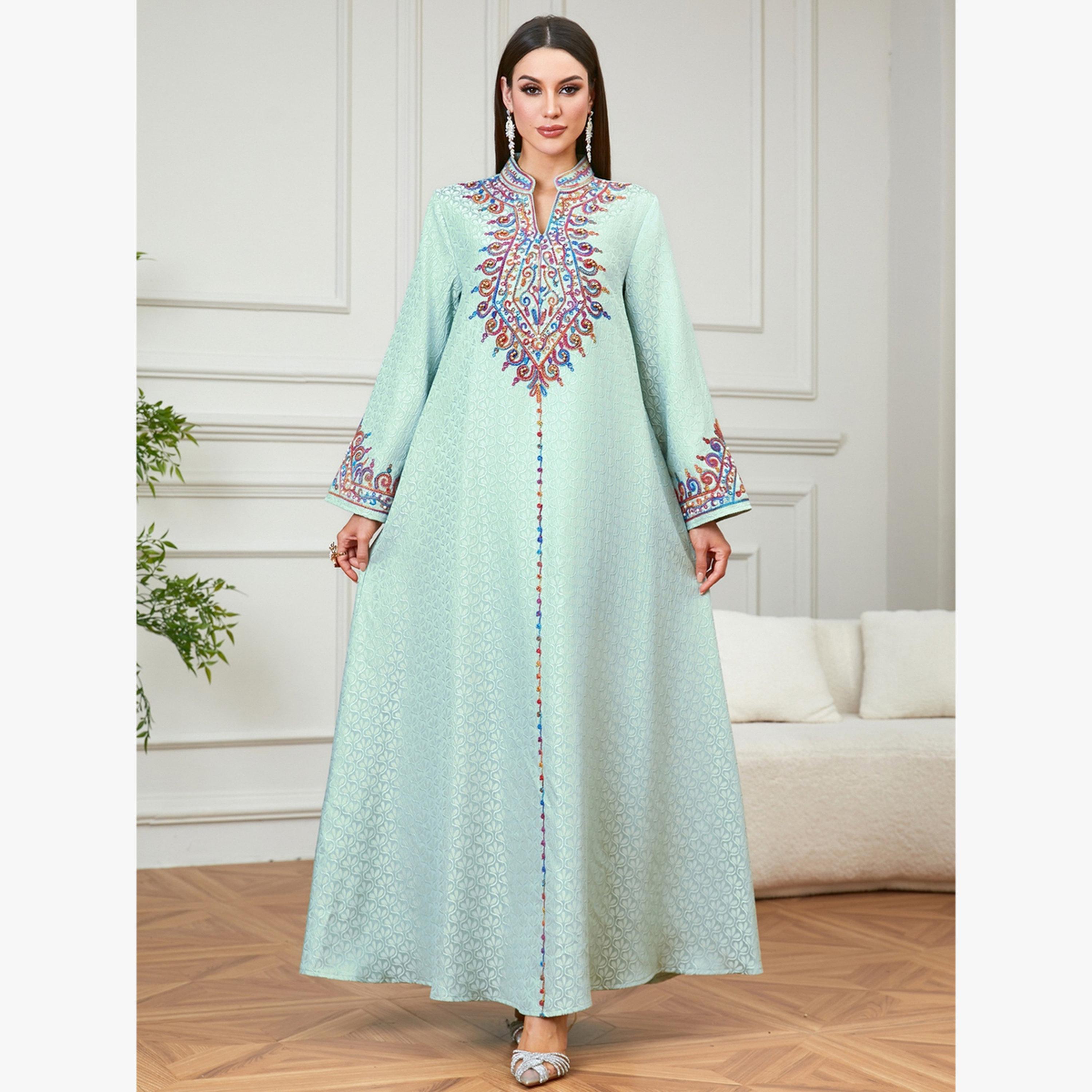 Take Two Green Embroidered A-Line Jalabiya-women-arabicclothing-jalabiyas-image-1