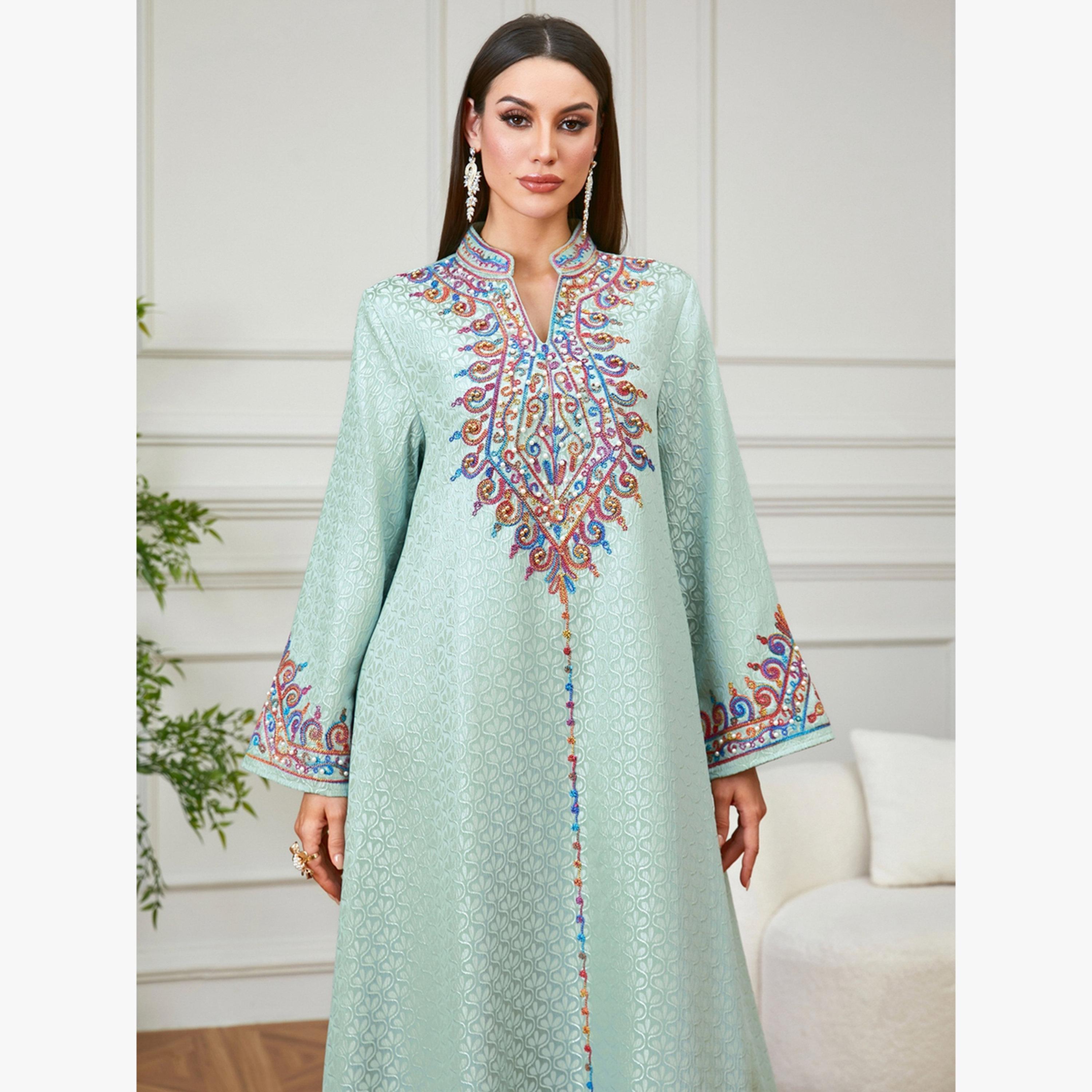 Take Two Green Embroidered A-Line Jalabiya-women-arabicclothing-jalabiyas-image-4