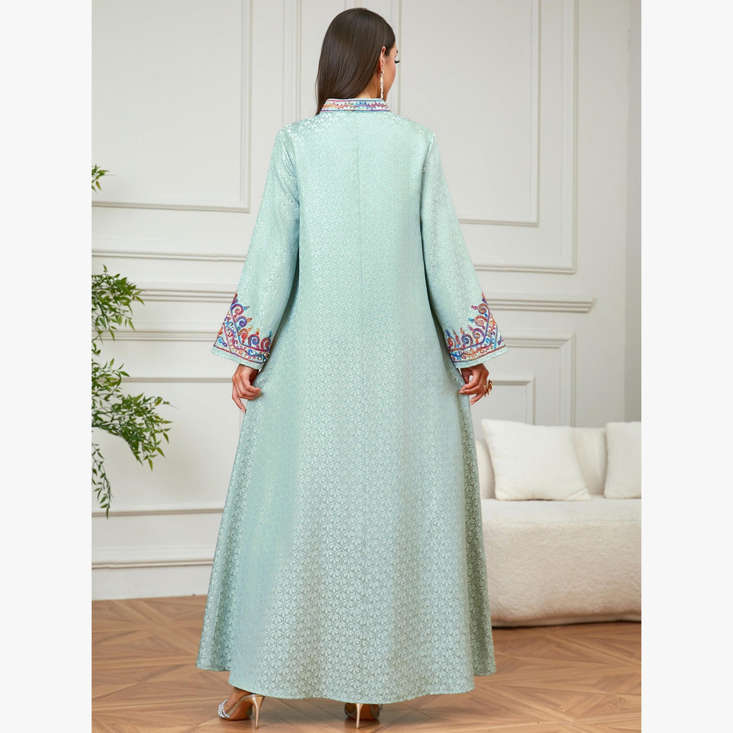Take Two Green Embroidered A-Line Jalabiya-women-arabicclothing-jalabiyas-image-5