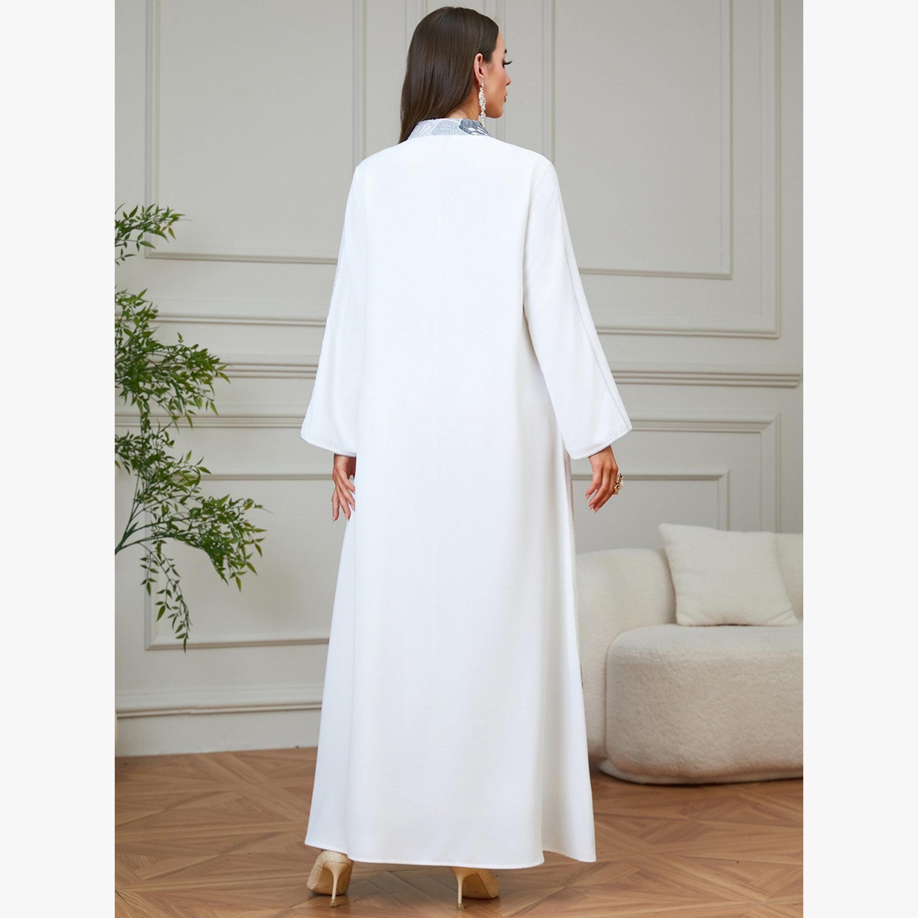 جلابية بملمس بارز وتفاصيل شرابات أزهار-women-arabicclothing-jalabiyas-image-4