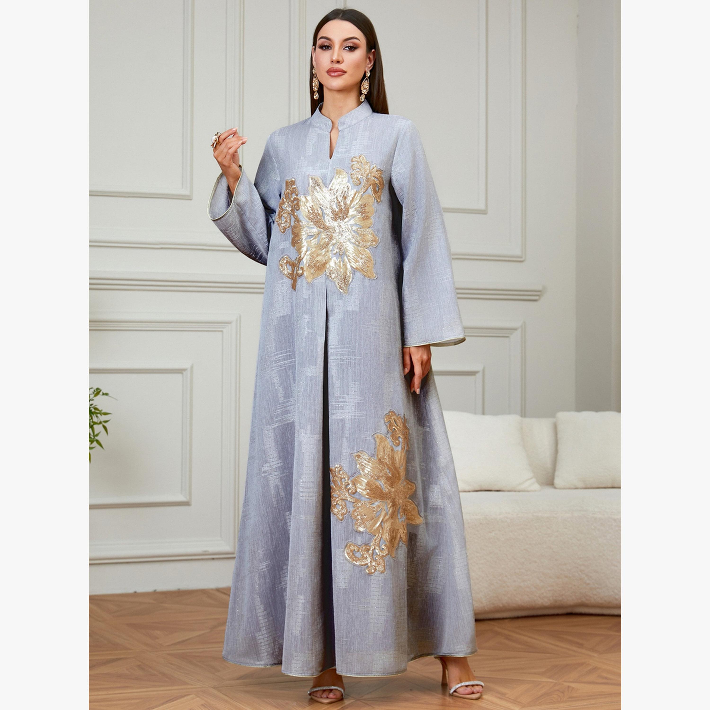 جلابية بياقة وتطريز وحافة واسعة-women-arabicclothing-jalabiyas-image-6